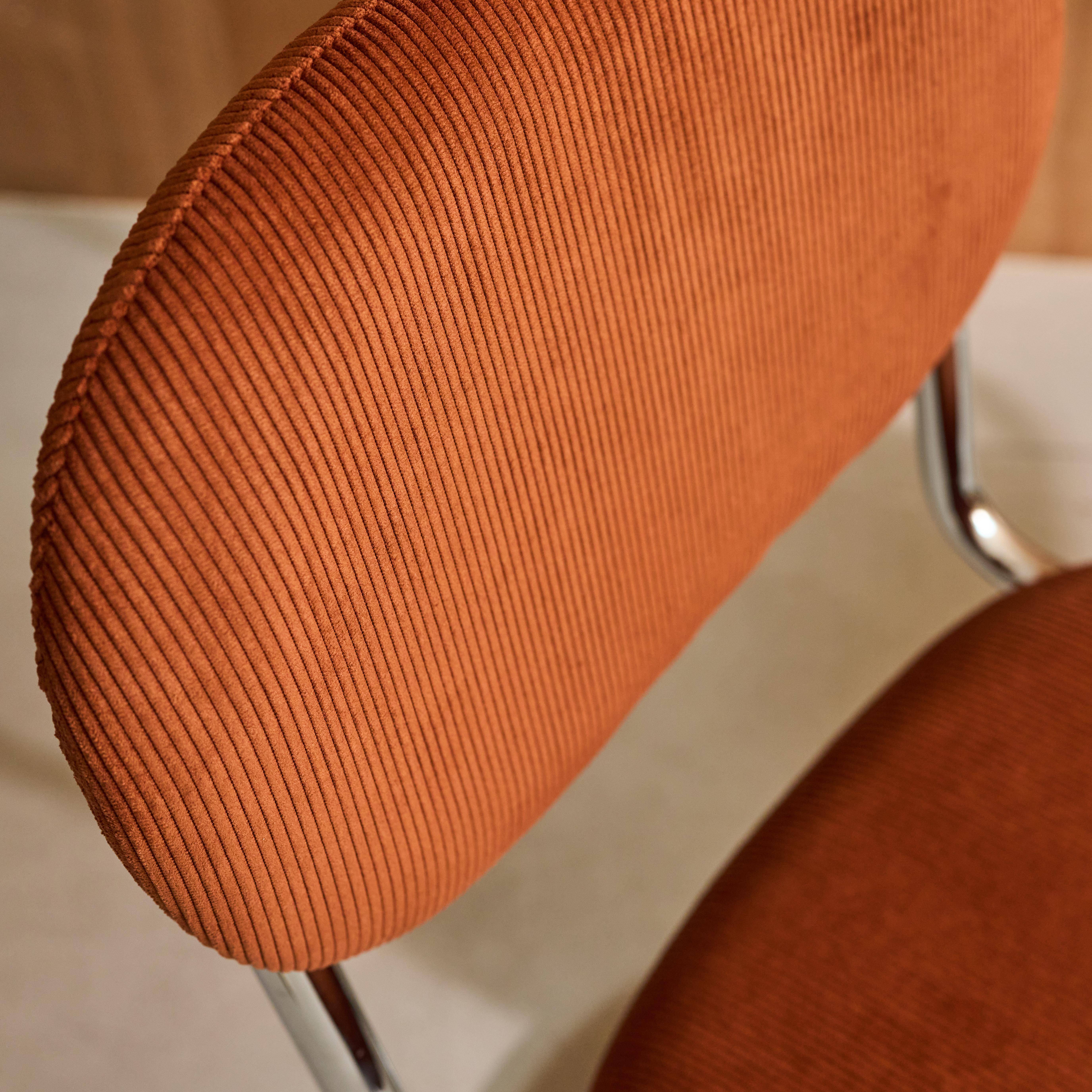 Zestaw 2 krzeseł z metalową ramą, z sztruksu w kolorze camel i chromowanymi nózkami - dł. 47 x gł. 54,5 x wys. 81 cm - Maloa Photo6