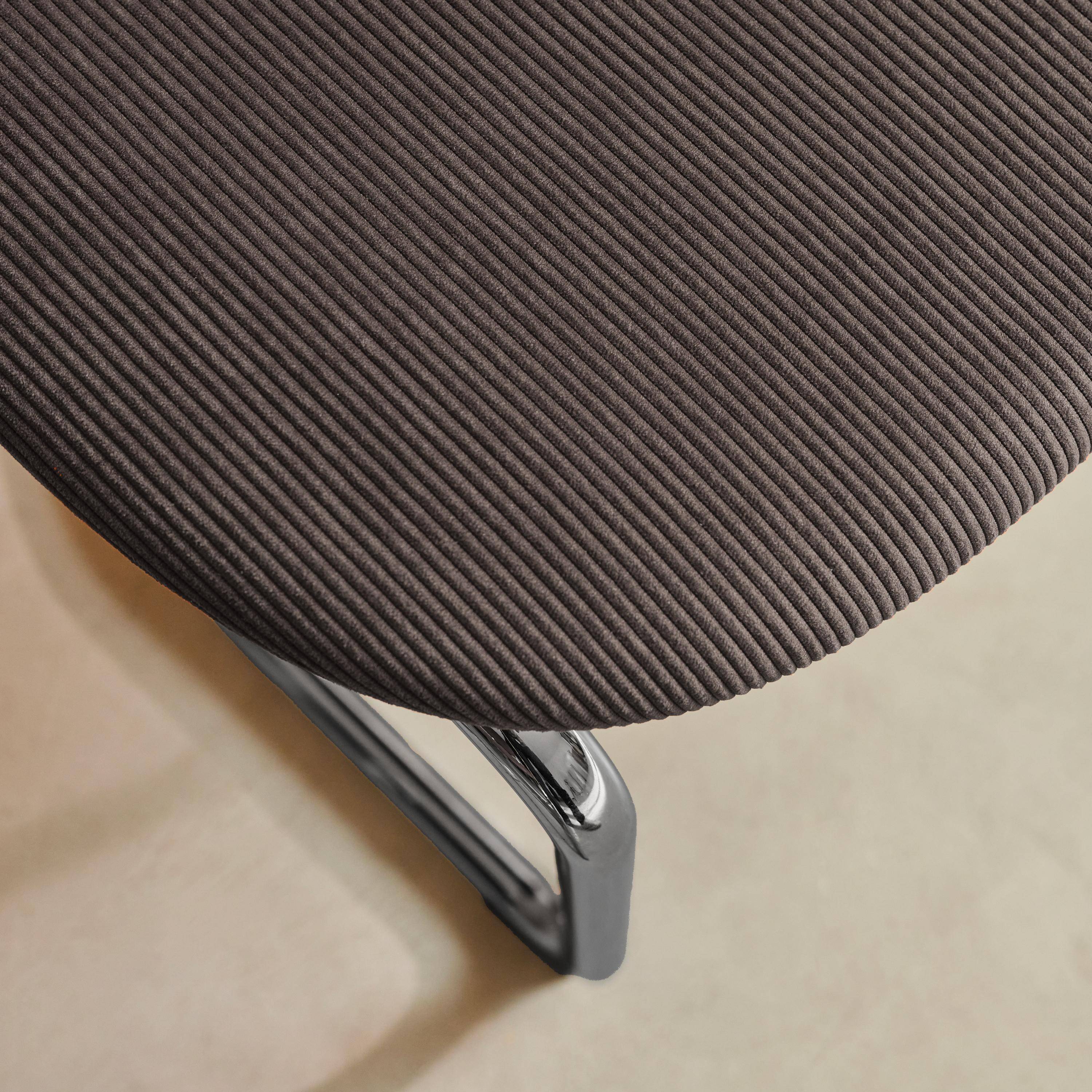 Silla cantilever redondeada de metal, pana y patas cromadas, set de 2, Maloa pana, Marrón claro, 47x54.5x81 cm Photo4