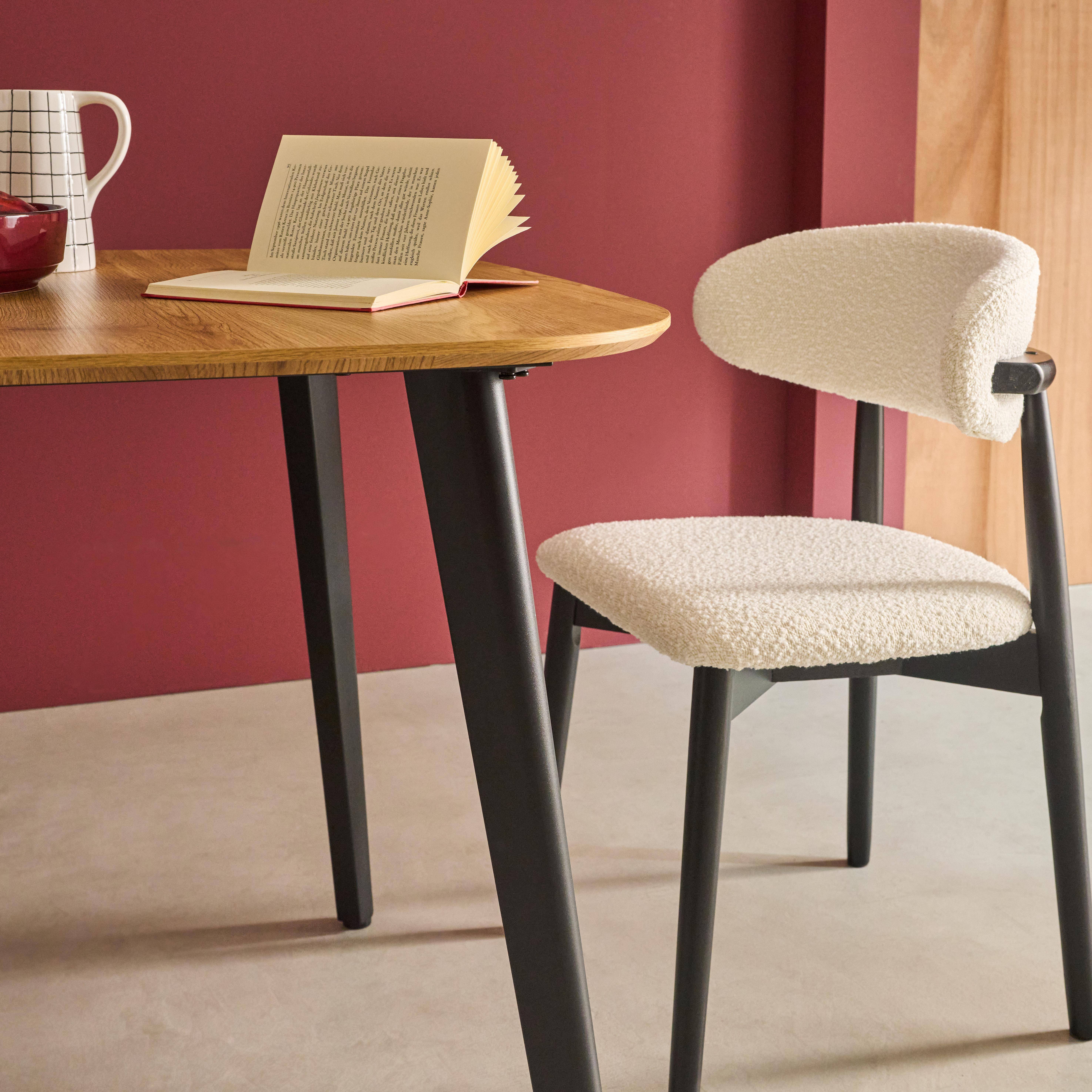 Table à manger carrée effet chêne pieds métal noir 4 places Photo4