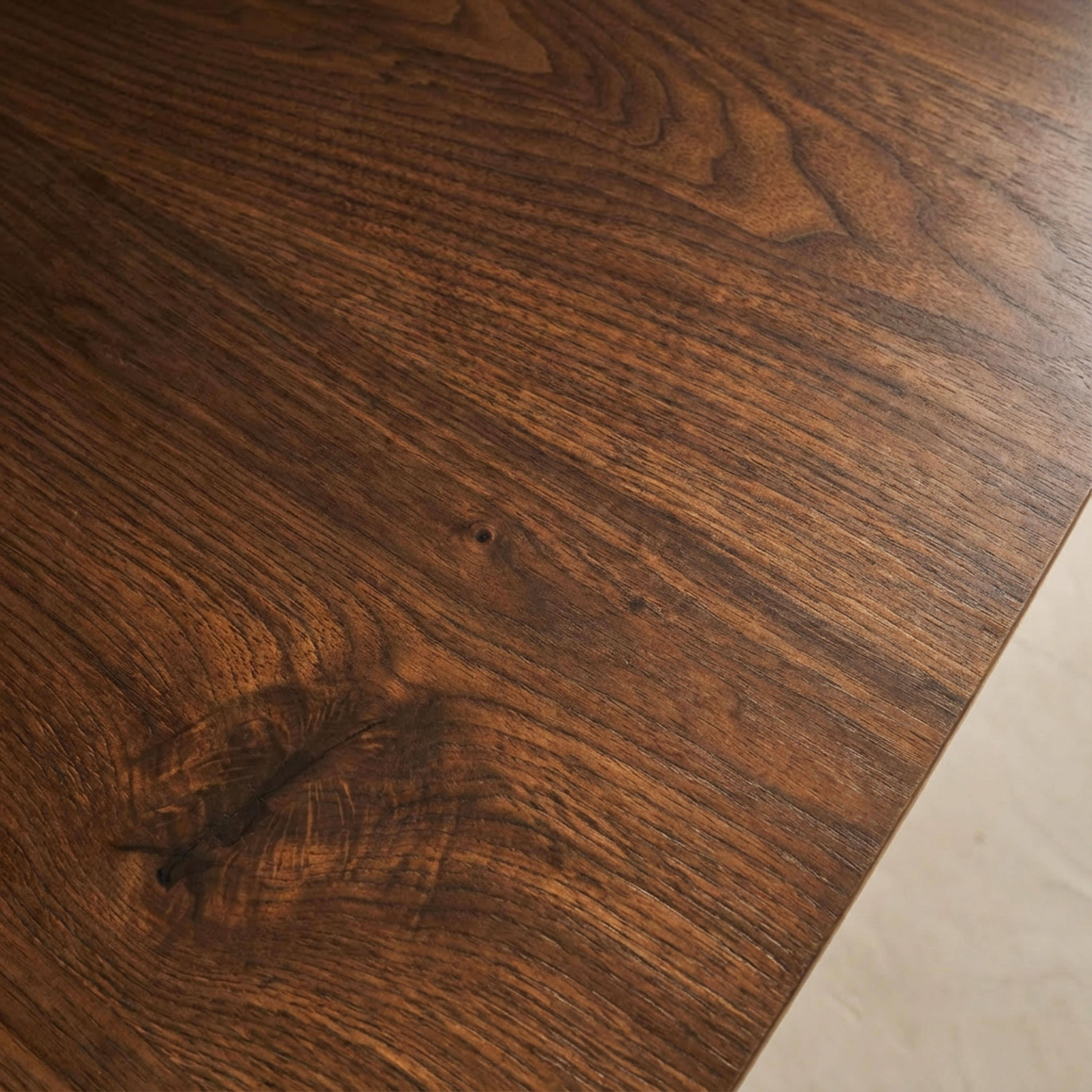 Table à manger carrée effet noyer pieds métal noir 4 places Photo3