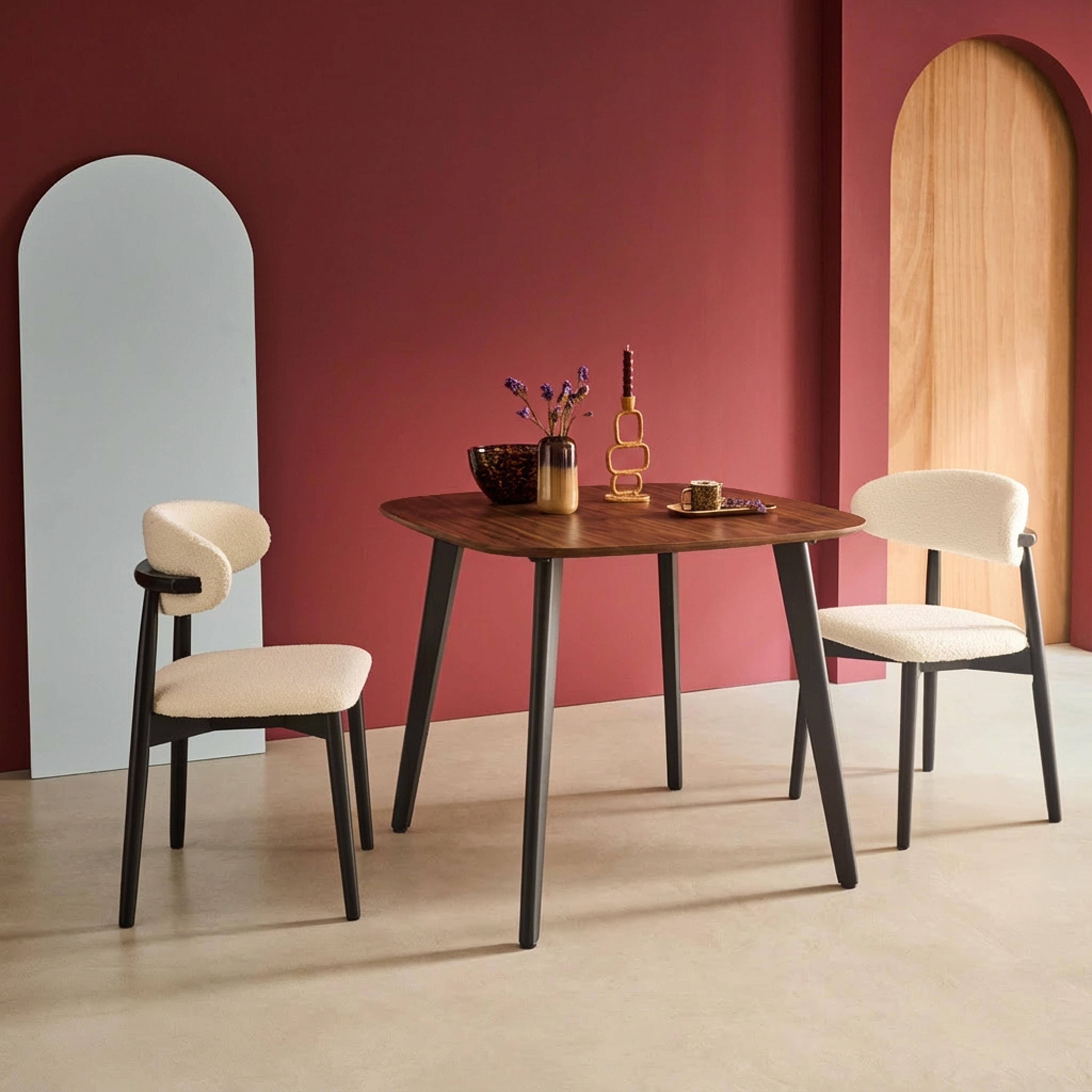 Table à manger carrée effet noyer pieds métal noir 4 places,sweeek,Photo2