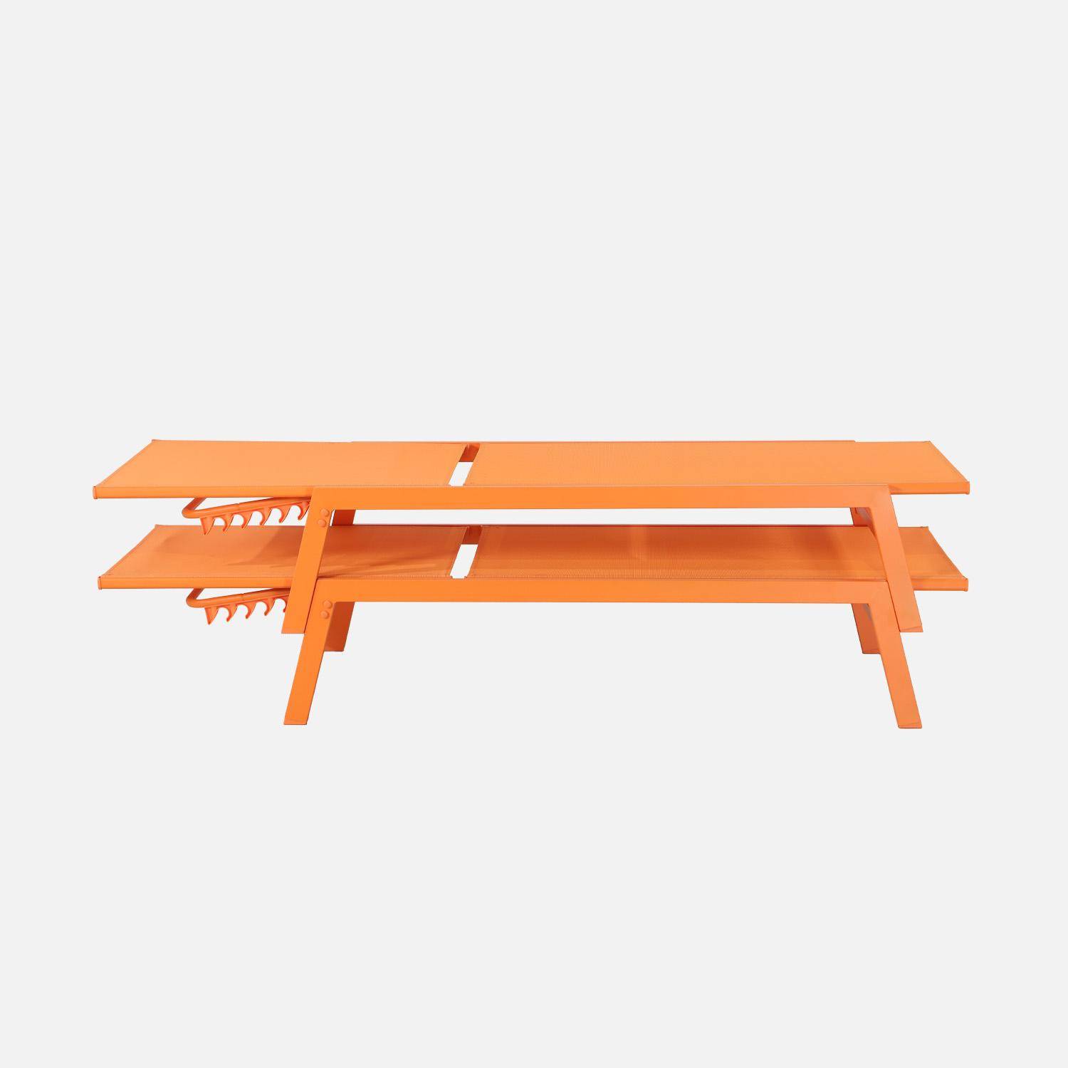 Tumbona de acero multi posiciones, set de 2 Naranja - 155x59x106 cm,sweeek,Photo6