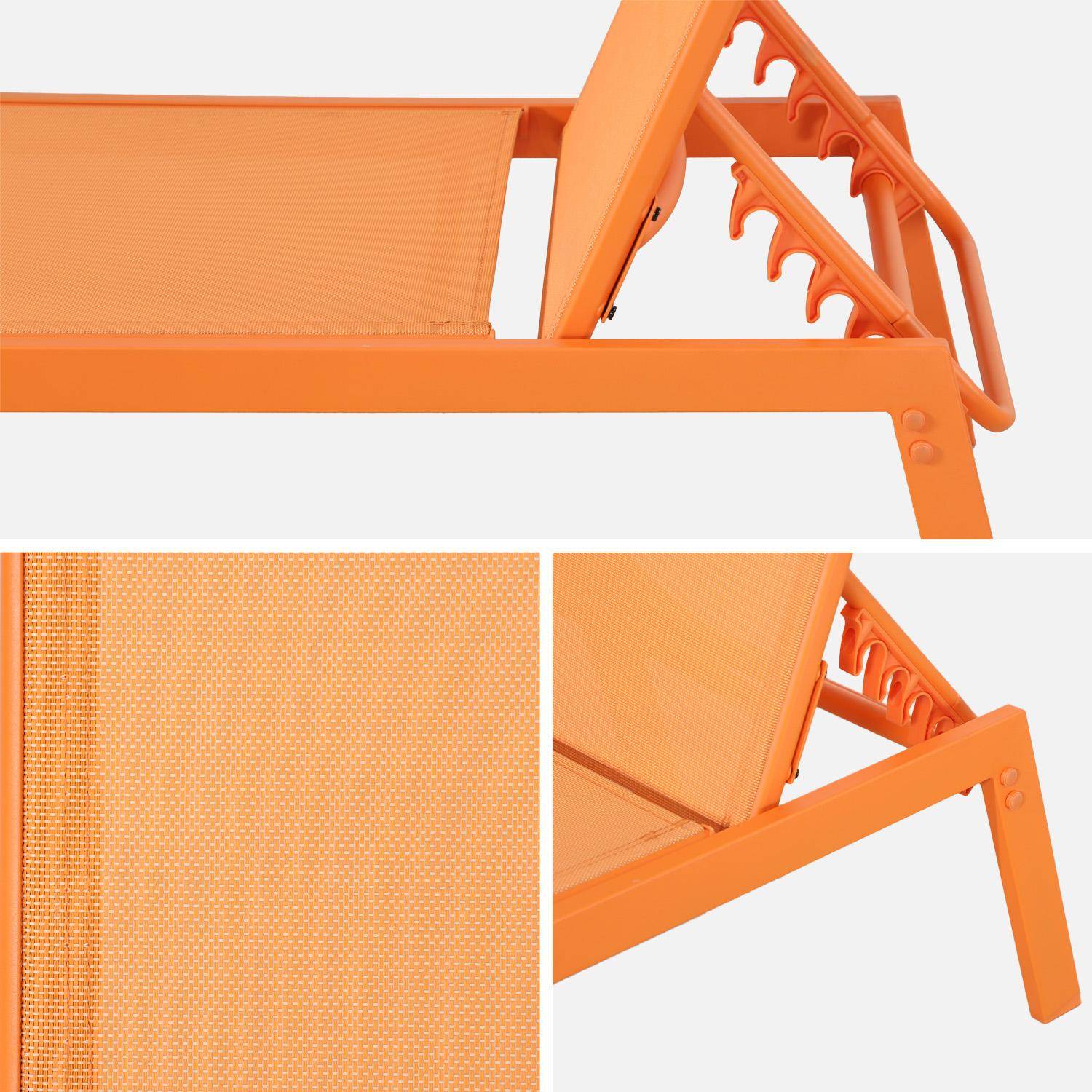 Transat de aço multi posições (Set de 2), Flora, Laranja, 155x59x106 cm,sweeek,Photo4