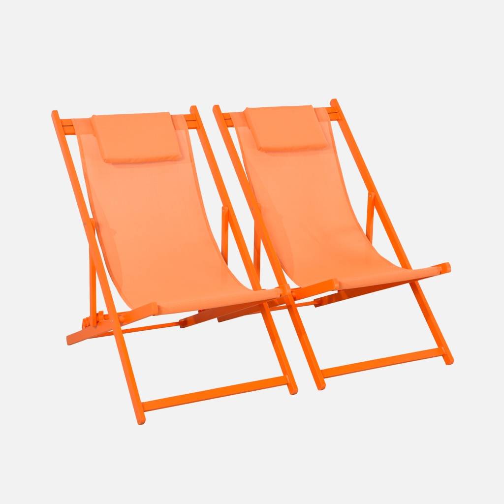 Tumbona de aluminio multi posiciones, set de 2, Naranja