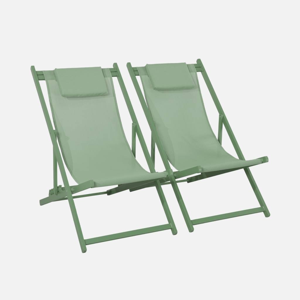 Tumbona de aluminio multi posiciones, set de 2, Verde