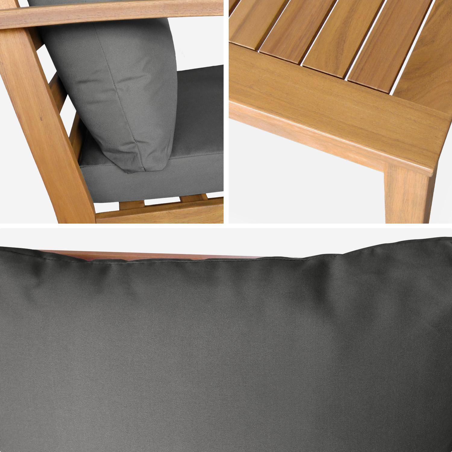 Salon de jardin USHUAIA 5 places gris en bois d'acacia, un canapé, une table, deux fauteuils,sweeek,Photo7