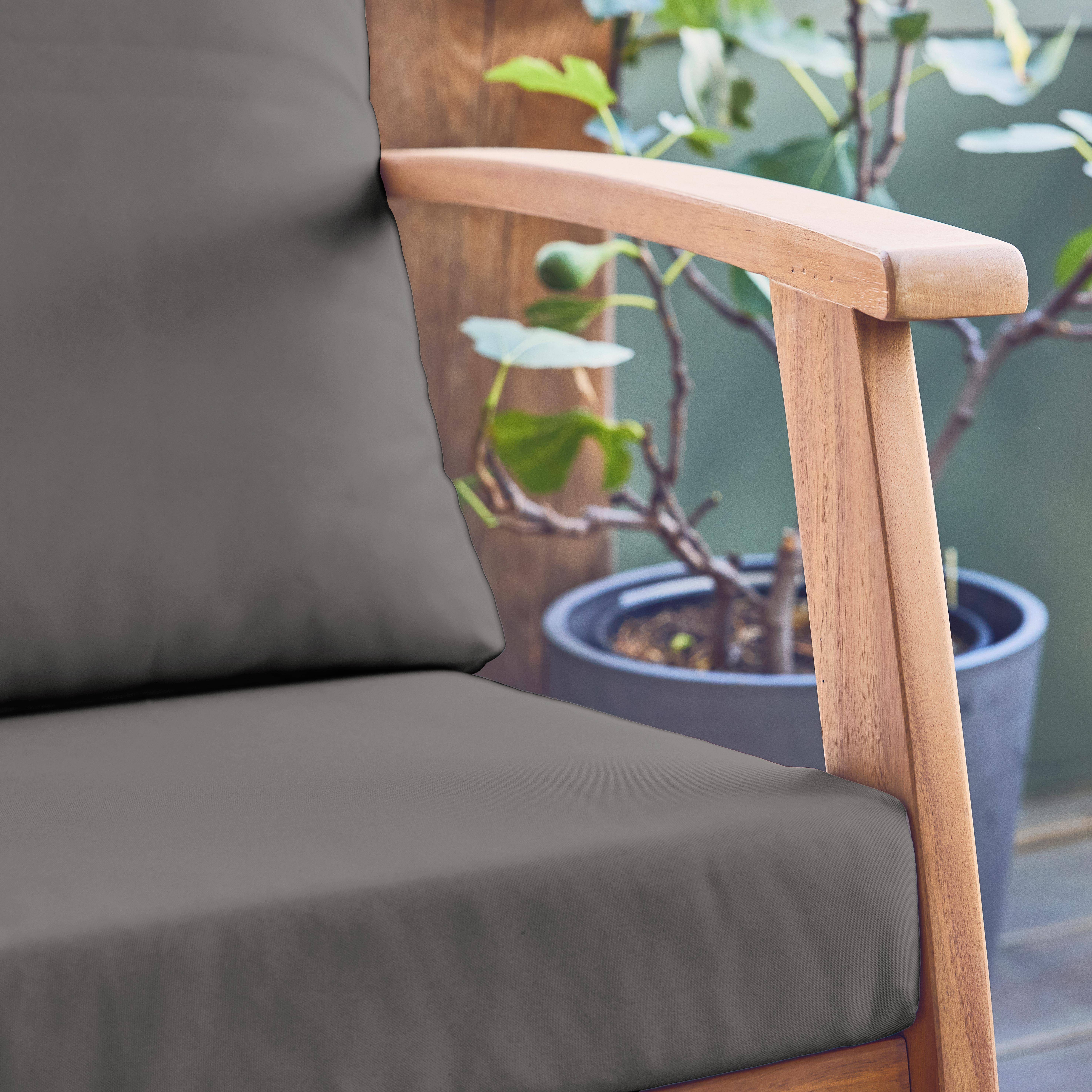 Salon de jardin USHUAIA 5 places gris en bois d'acacia, un canapé, une table, deux fauteuils,sweeek,Photo4