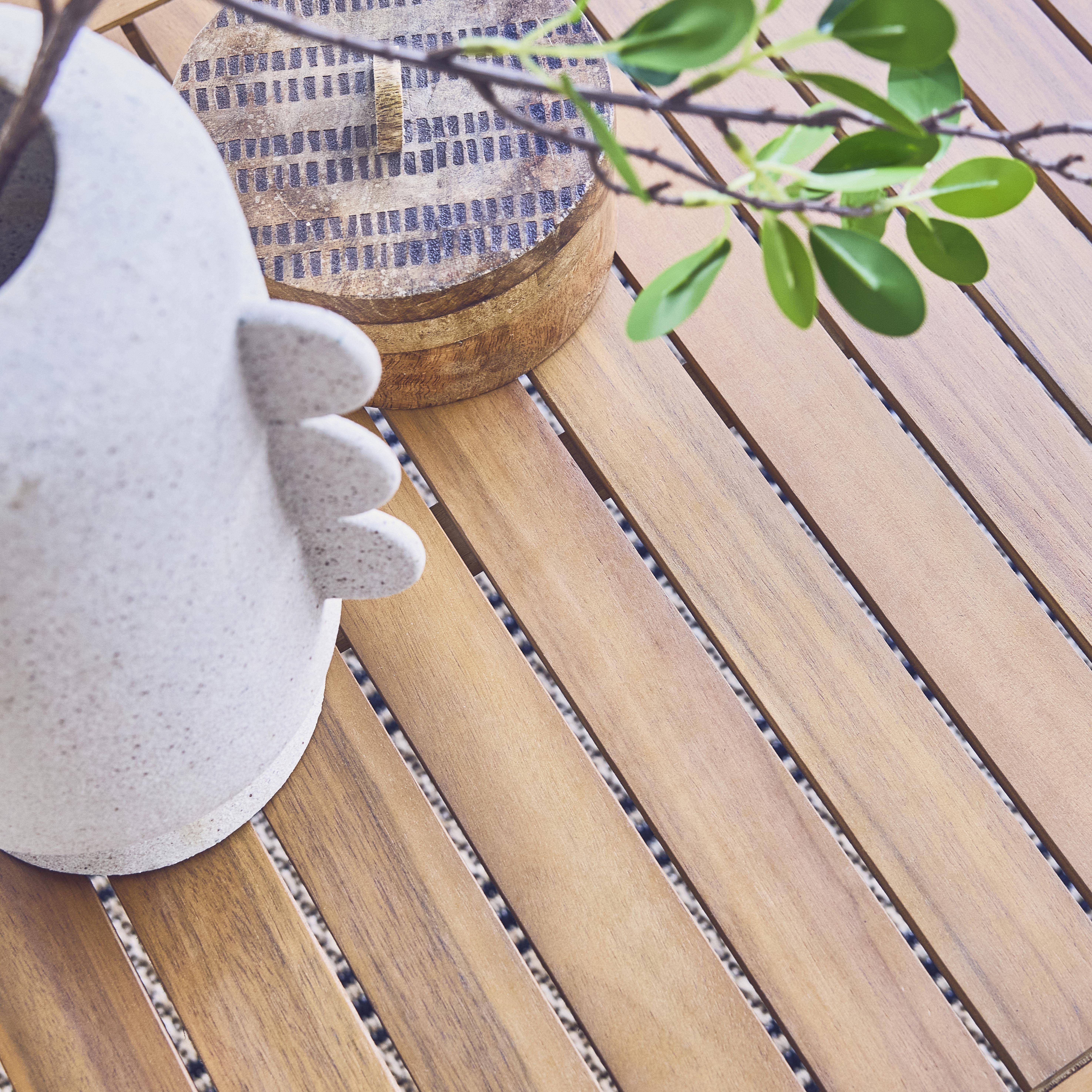 Salon de jardin USHUAIA 5 places kaki en bois d'acacia, un canapé, une table, deux fauteuils Photo3