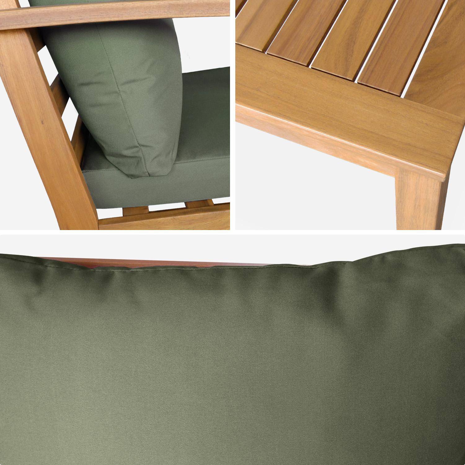 Salon de jardin USHUAIA 5 places kaki en bois d'acacia, un canapé, une table, deux fauteuils,sweeek,Photo7