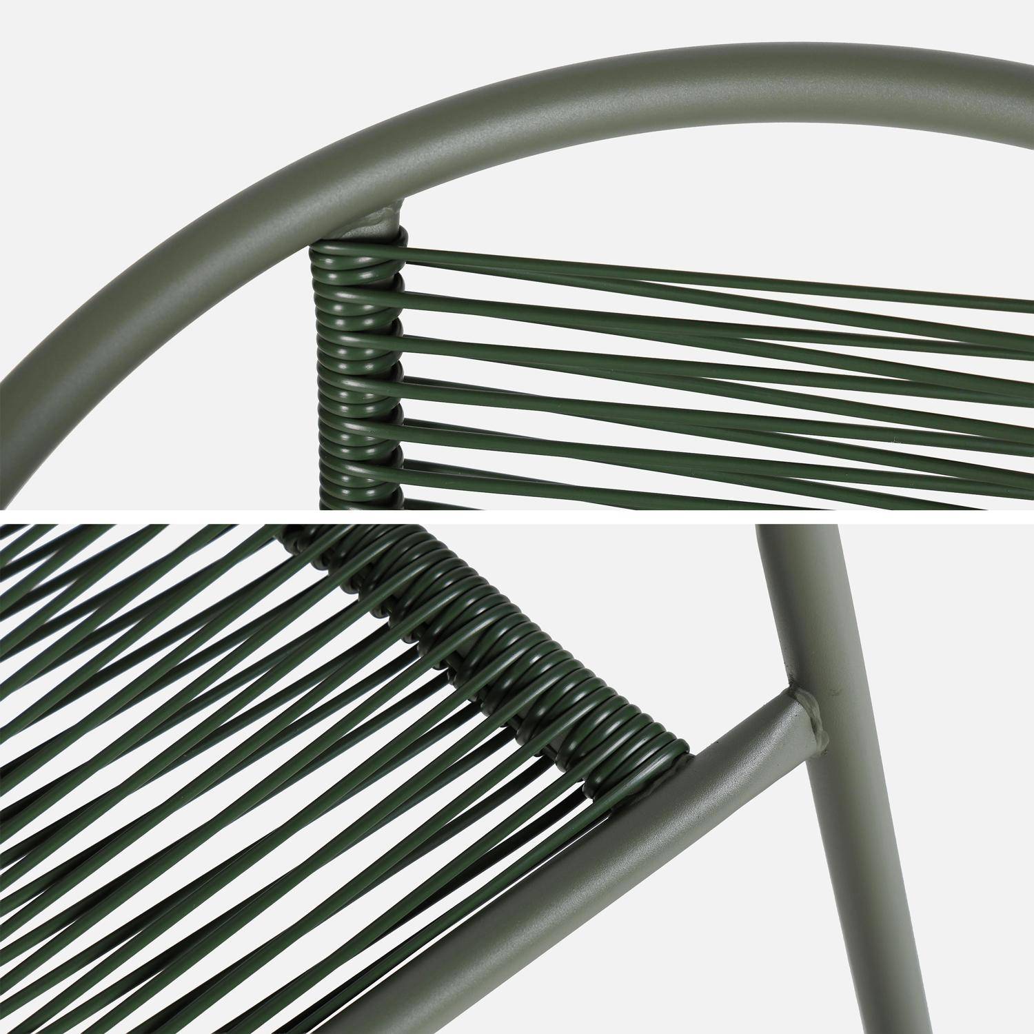 Fauteuils de jardin structure métallique kaki et résine couleur naturelle, traitement antirouille, lot de 4 TONALA Photo5