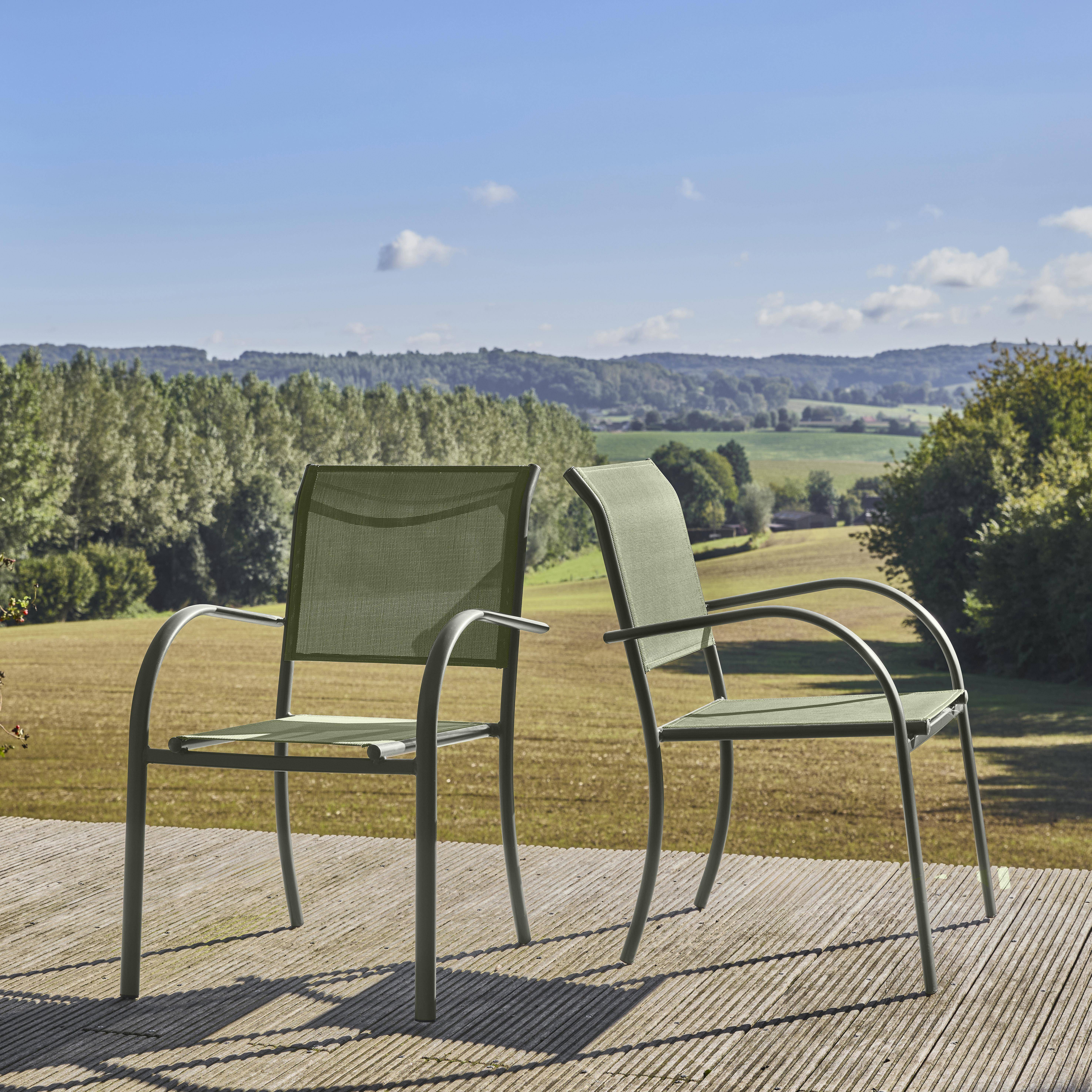 Silla de jardín de aluminio y textileno, set de 2 Verde kaki - 84x62x55.5 cm,sweeek,Photo1