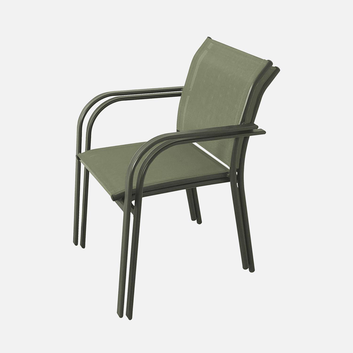 Silla de jardín de aluminio y textileno, set de 2 Verde kaki - 84x62x55.5 cm Photo7