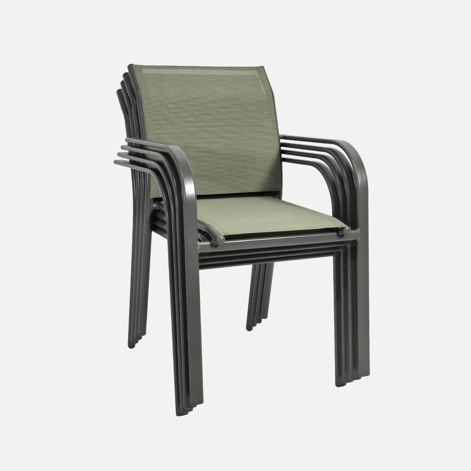 Lot de 4 fauteuils de jardin AMARA en aluminium et textilene kaki, 62 x 55 x 84 cm Photo8