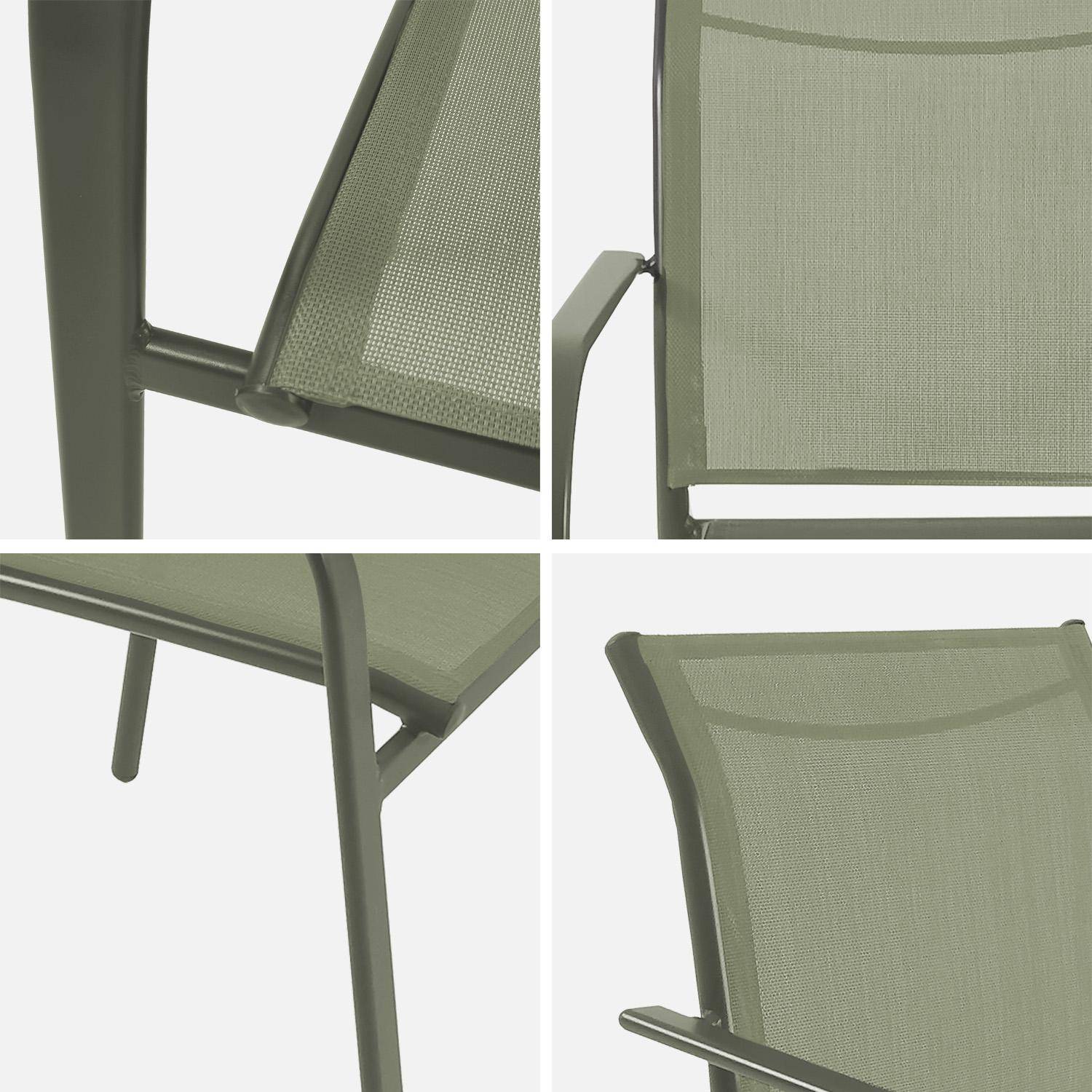 Lot de 4 fauteuils de jardin AMARA en aluminium et textilene kaki, 62 x 55 x 84 cm,sweeek,Photo9
