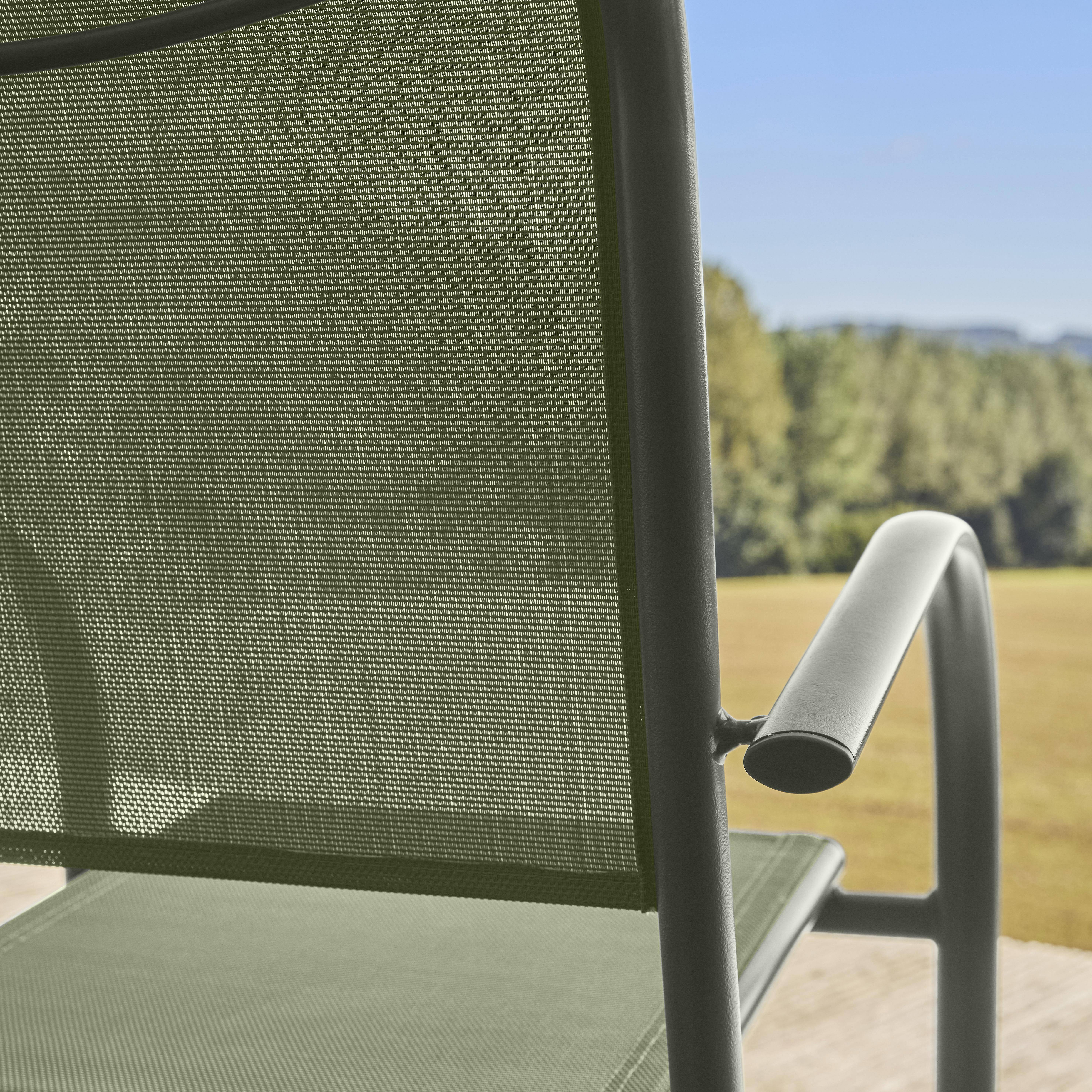 Lot de 4 fauteuils de jardin AMARA en aluminium et textilene kaki, 62 x 55 x 84 cm,sweeek,Photo3