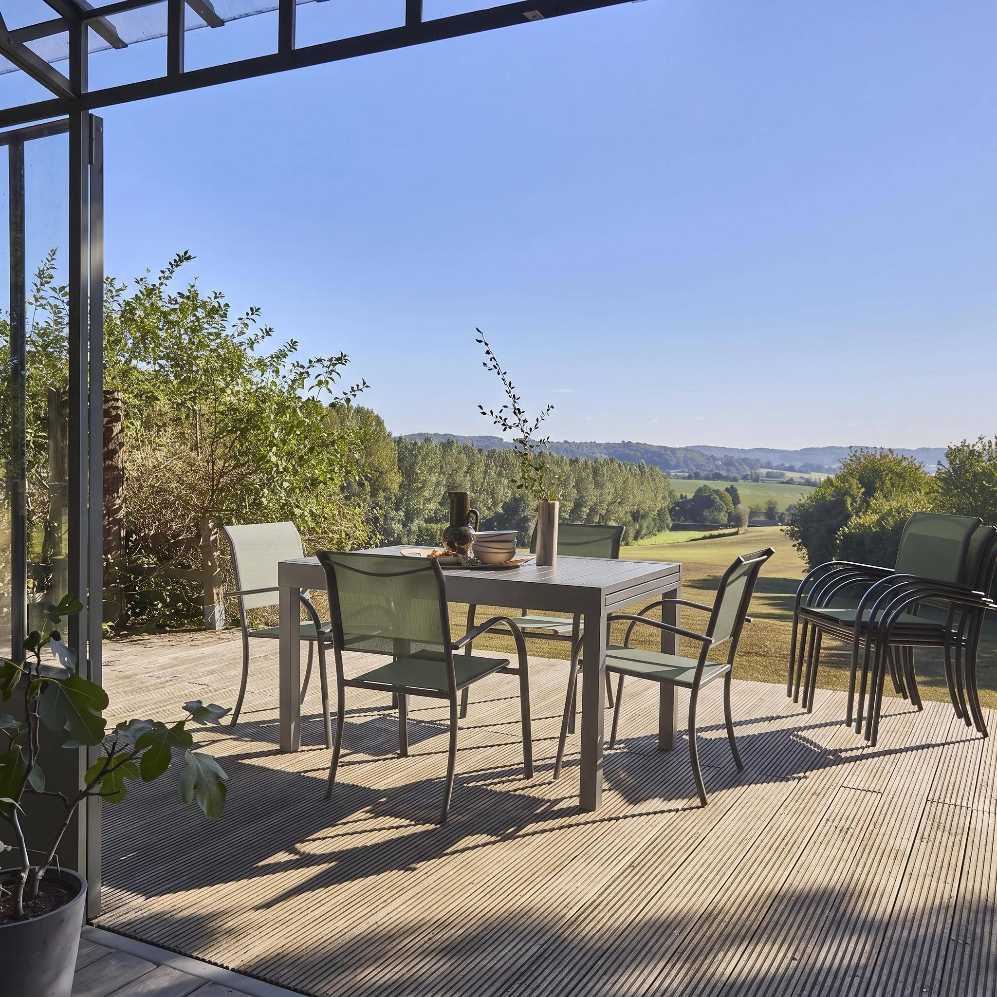 Ausziehbarer Gartentisch aus Aluminium khaki, 8 Plätze, 135 / 270 x 90 x 75 cm Photo1