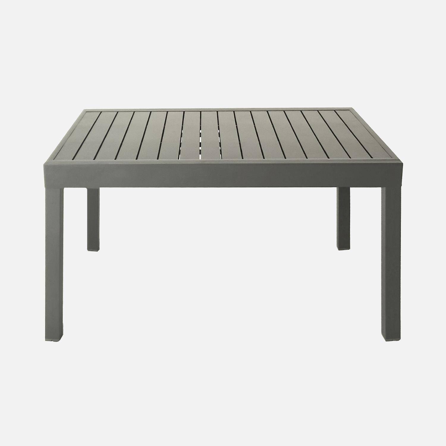 Table de jardin extensible aluminium kaki, 8 places, 135 / 270 x 90 x 75 cm Photo2