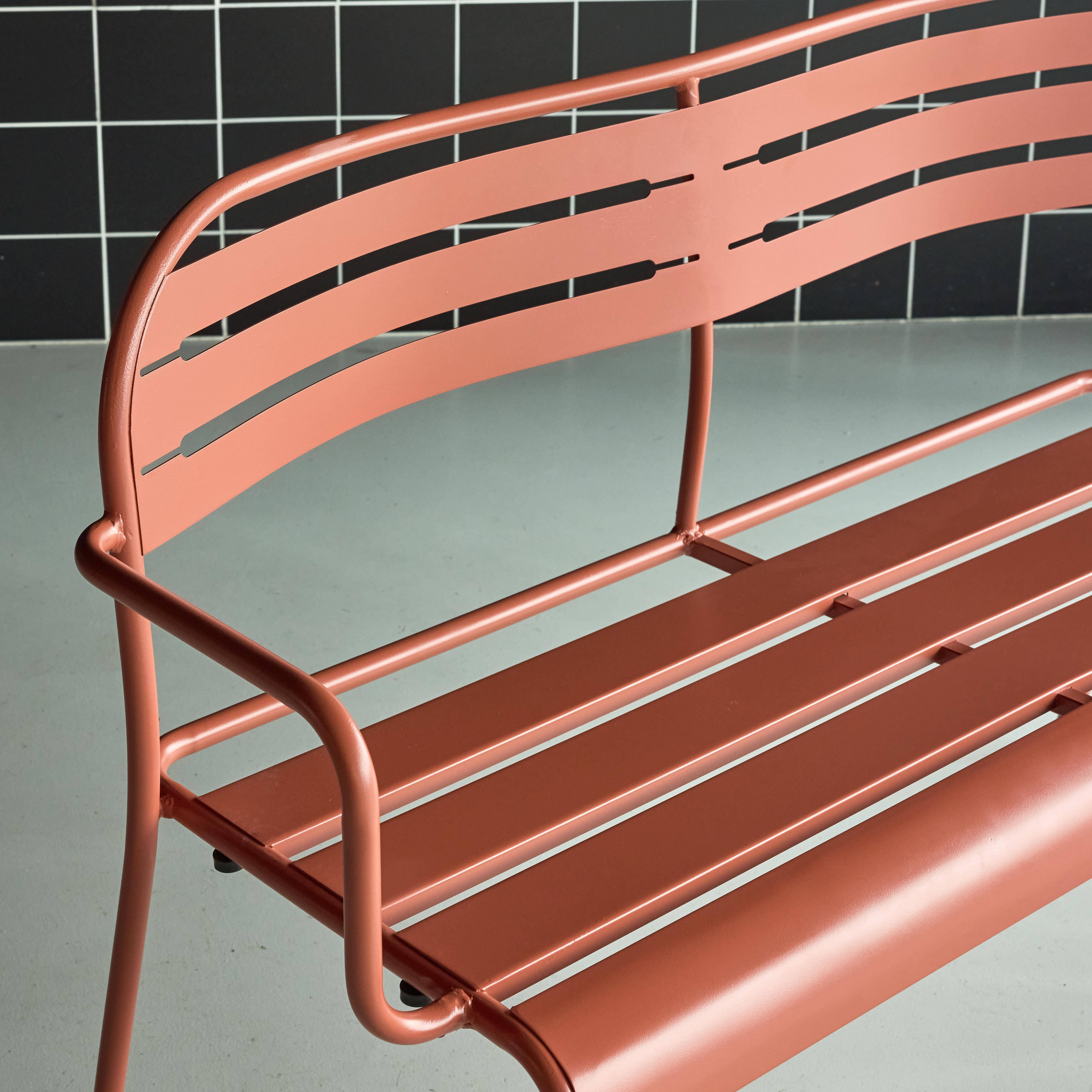 Banc extérieur 2 places acier terracotta - 118 x 52 x 80cm - Amélia Photo3