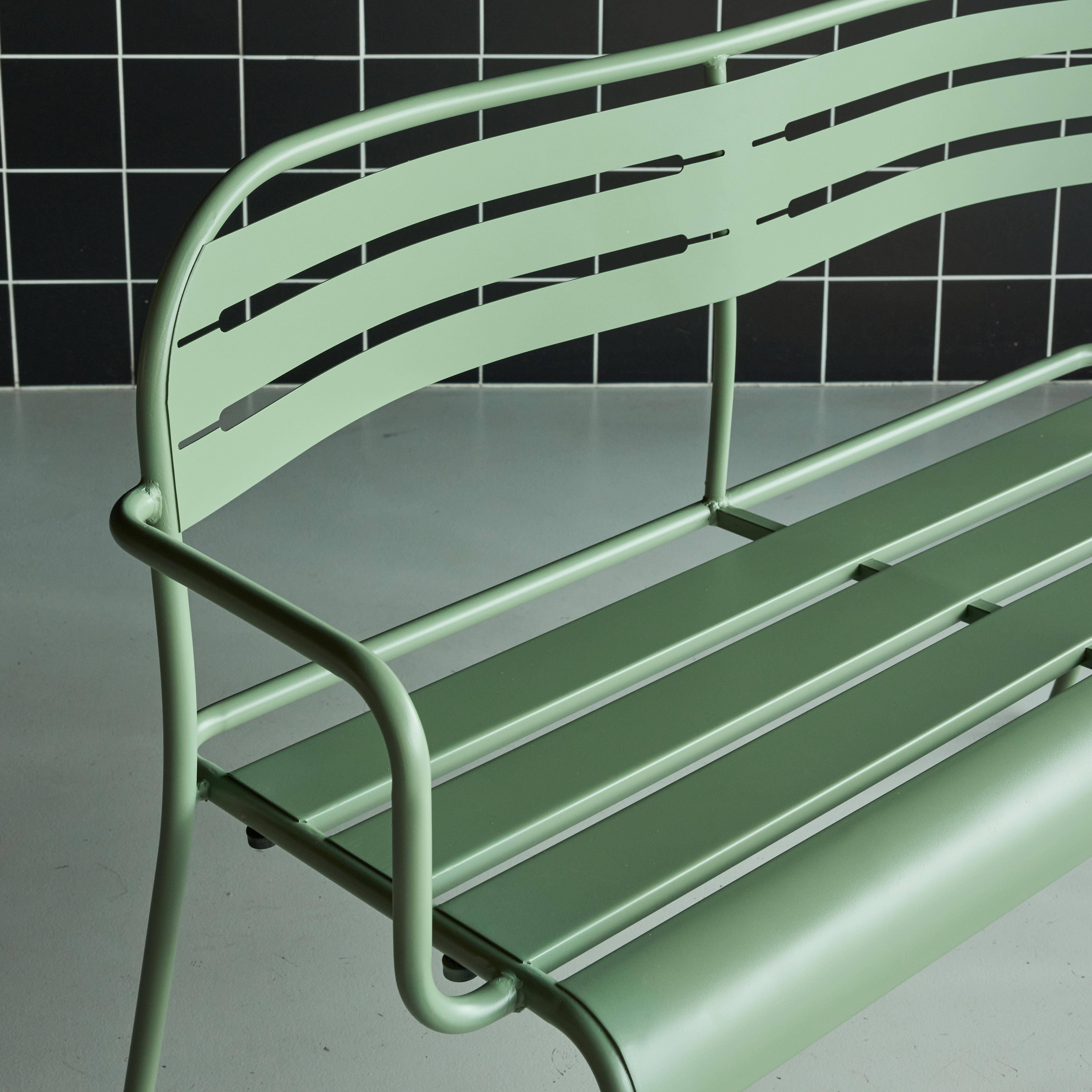 Banc extérieur 2 places acier vert - 118 x 52 x 80cm - Amélia Photo3