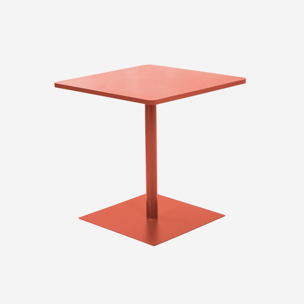 Table de jardin bistrot carré acier 70 cm terracotta