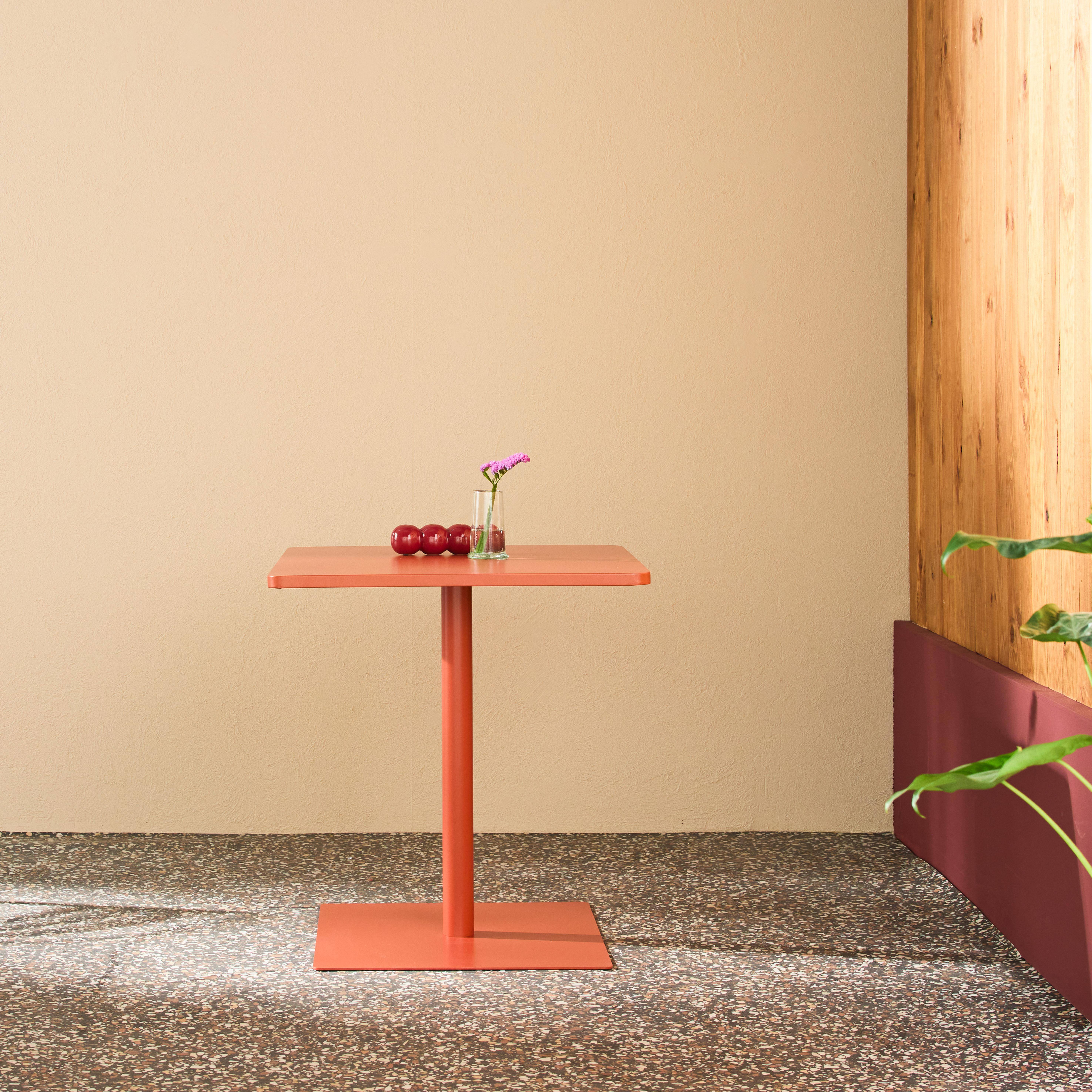 Square 2-seater Steel Bistro Garden Table 2-seater Terracotta 70x70x73 cm - Orea,sweeek,Photo1