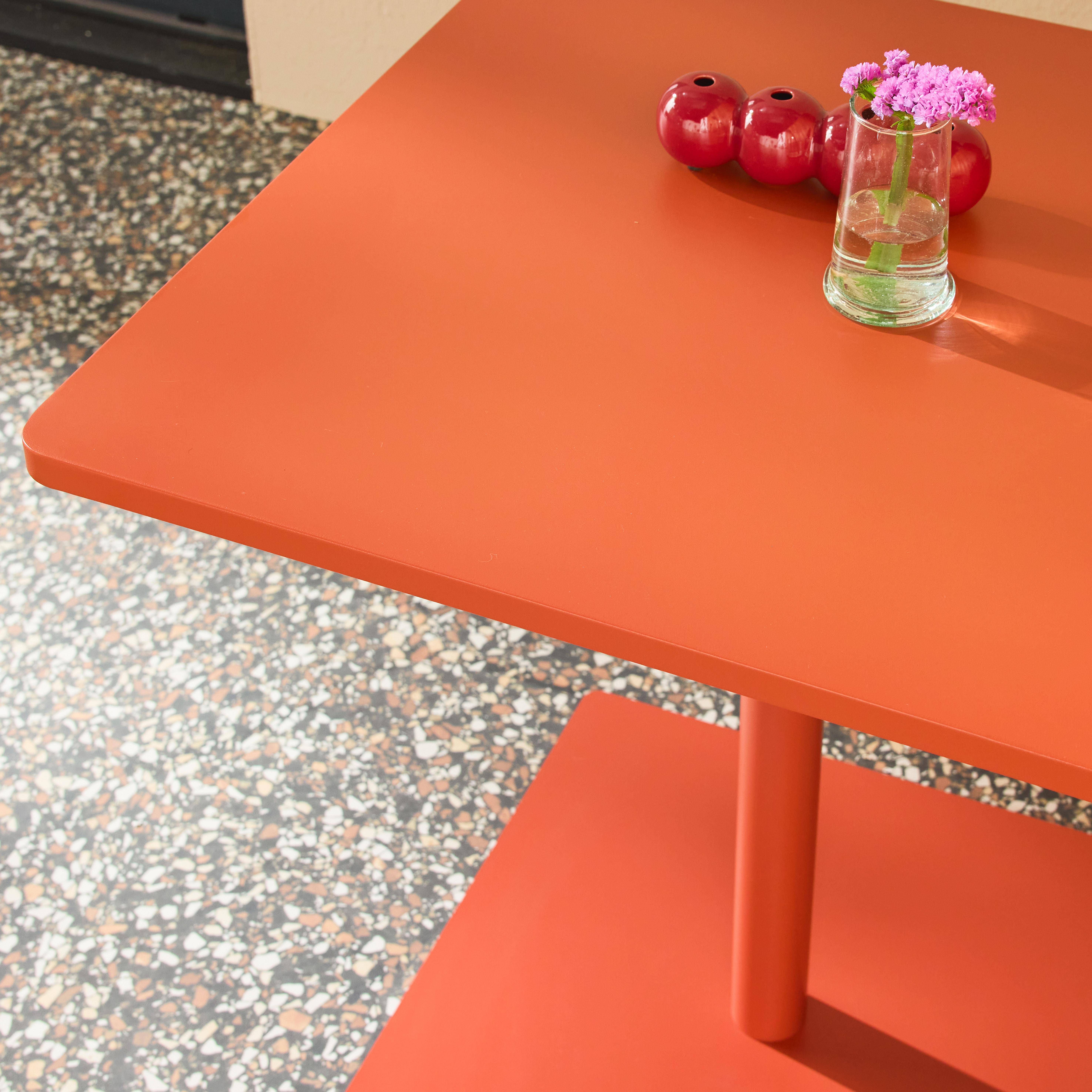 Square 2-seater Steel Bistro Garden Table 2-seater Terracotta 70x70x73 cm - Orea,sweeek,Photo3