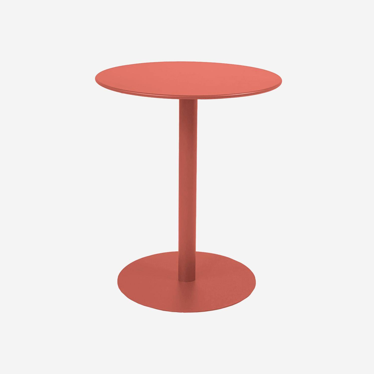 Runder Bistro-Gartentisch aus Stahl für 2 Personen, terrakotta - Ø 60 cm - Orea Photo1