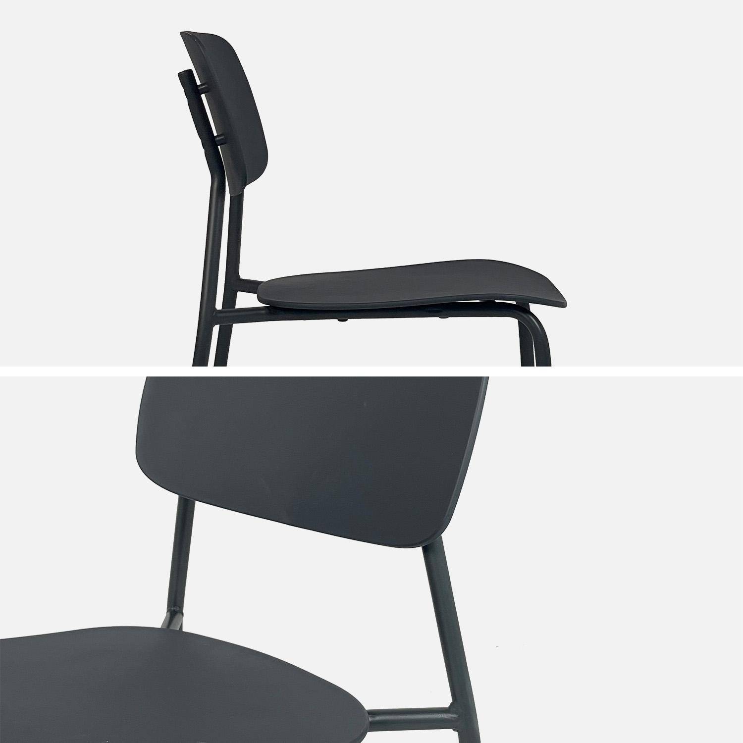 Lot de 2 chaises de jardin empilables acier anthracite - Liva,sweeek,Photo5