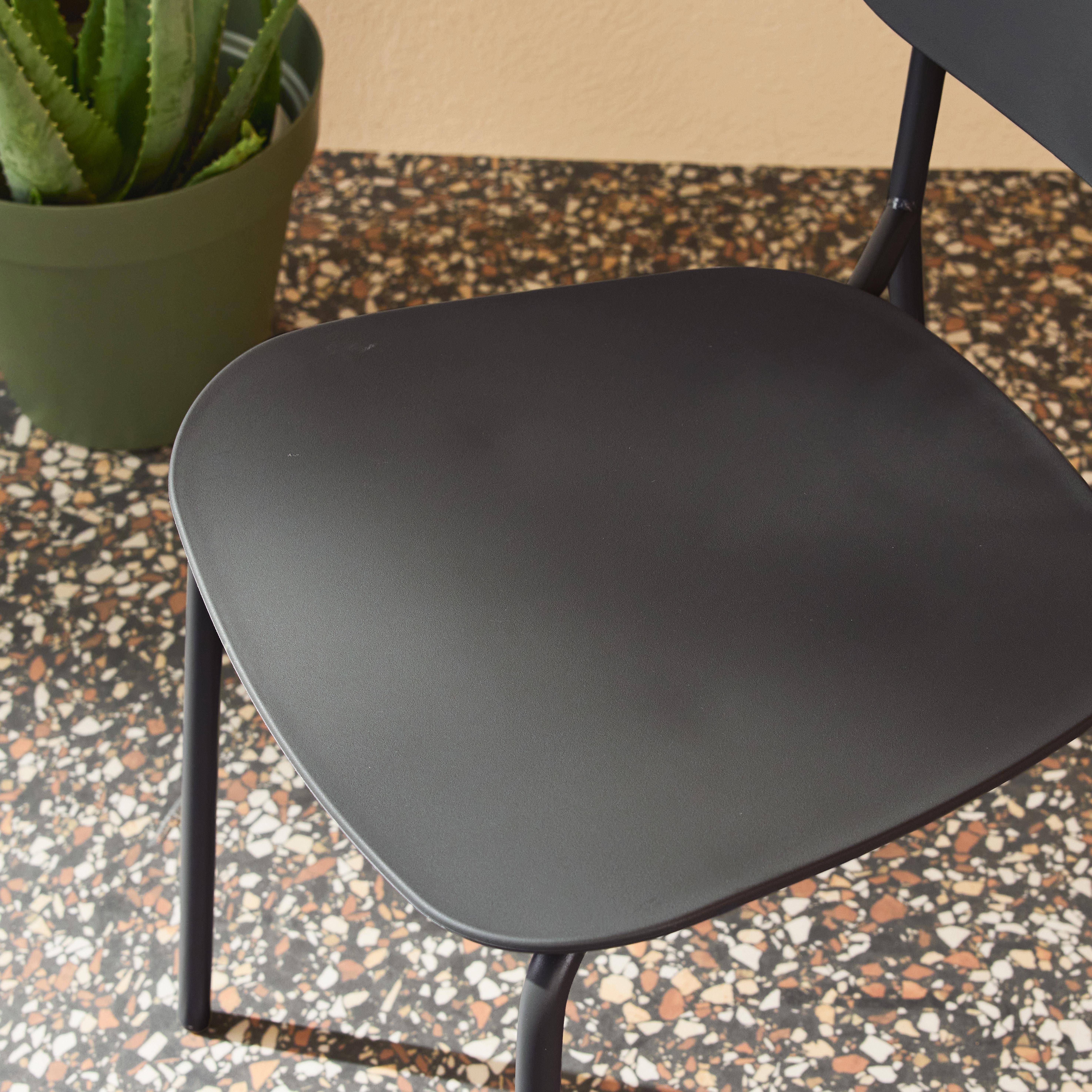 Lot de 2 chaises de jardin empilables acier anthracite et plastique - Liva Photo3