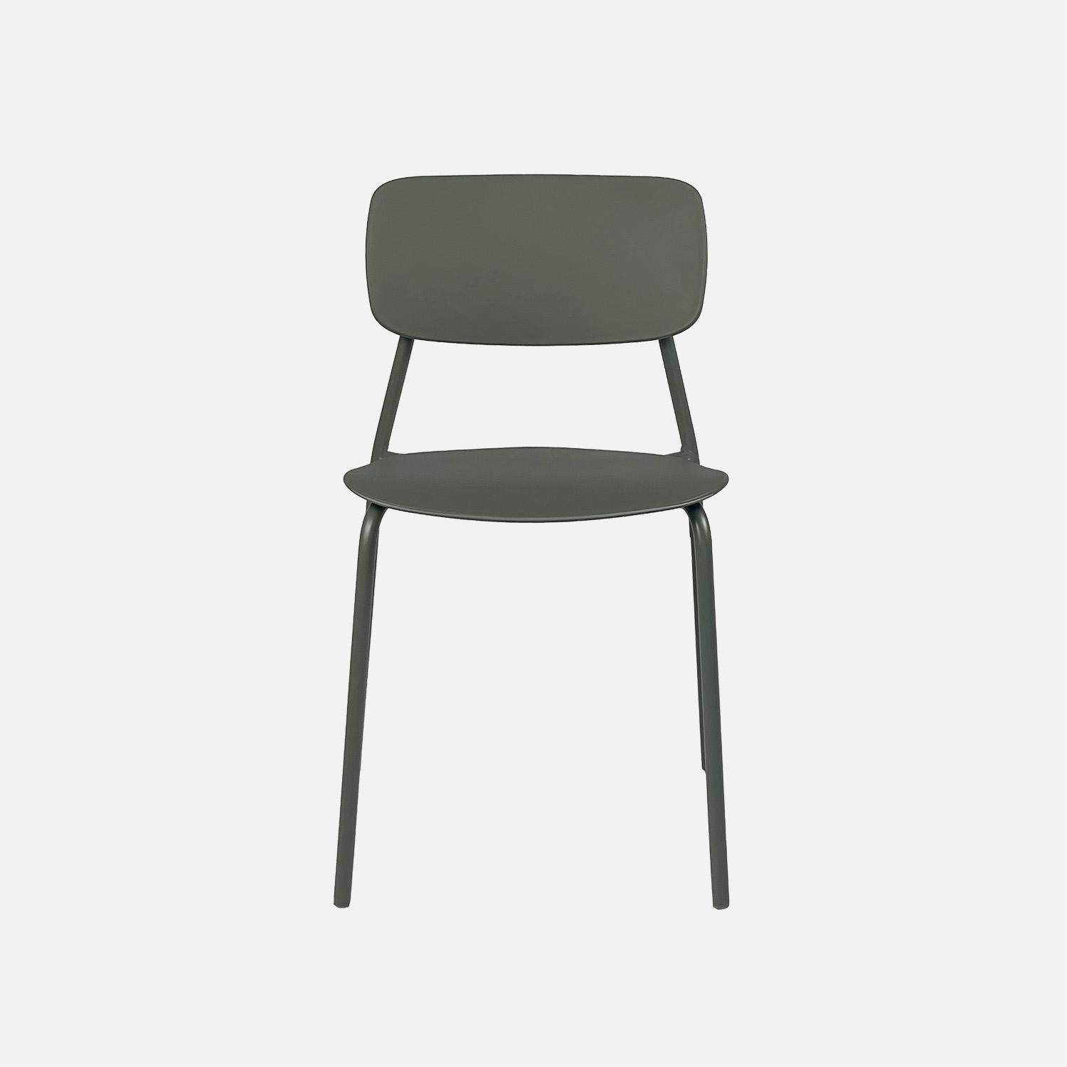 Lot de 2 chaises de jardin empilables acier kaki - Liva,sweeek,Photo3