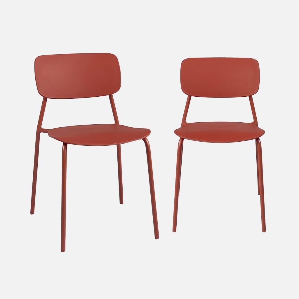Sweeek Set 2 Sedie Da Giardino Amelia In Acciaio - Verde Kaki - Impilabili Con Doghe E Trattamento Antiruggine - Dim. 44x52x79 Cm - 2