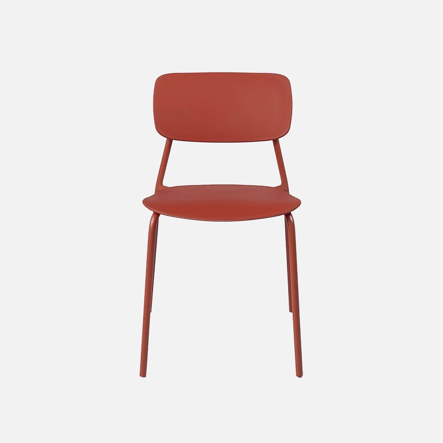 Lot de 2 chaises de jardin empilables acier terracotta - Liva Photo3