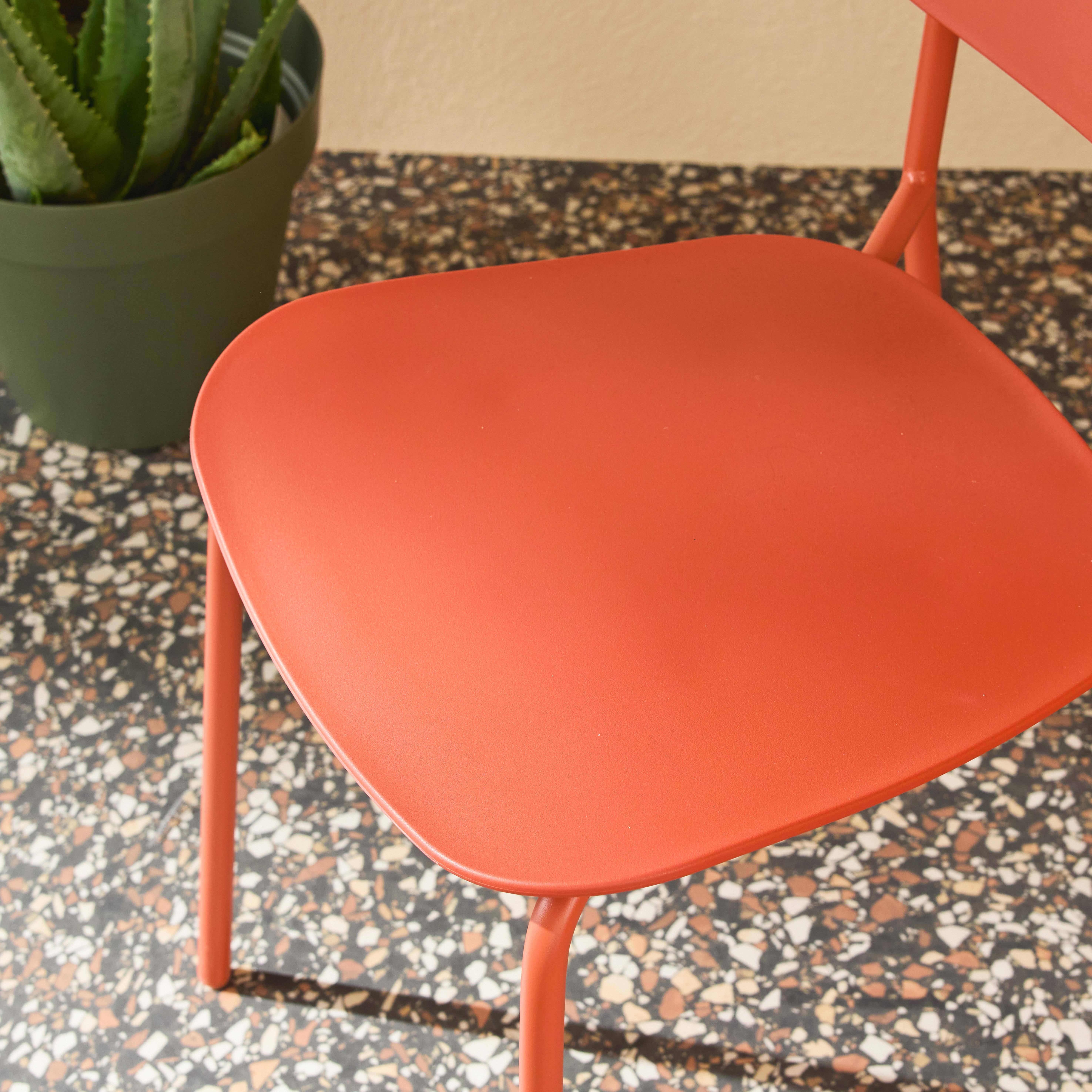 Set of 2 stackable steel and plastic garden chairs terracotta 49x44x78.5 cm - Liva Photo3