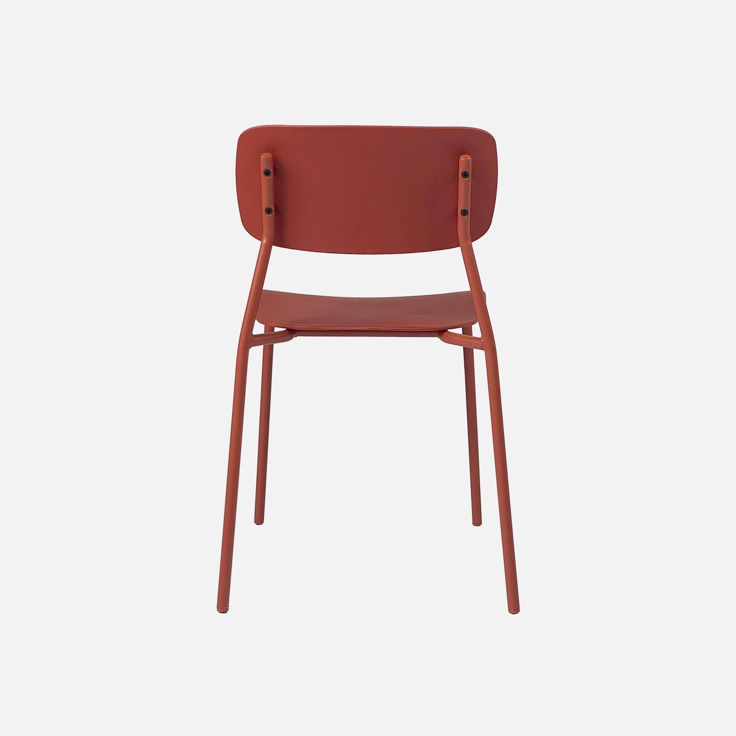 Lot de 2 chaises de jardin empilables acier terracotta - Liva,sweeek,Photo4