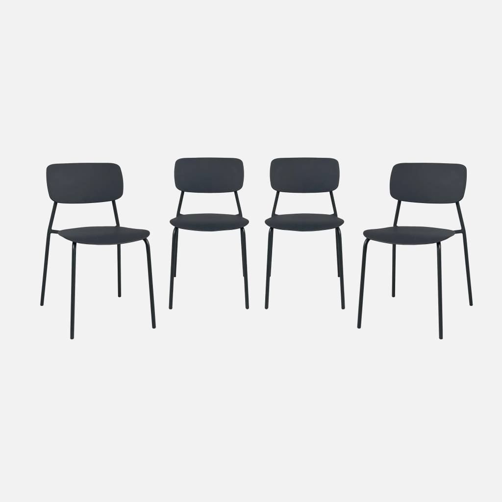 Lot de 4 chaises de jardin empilables acier anthracite