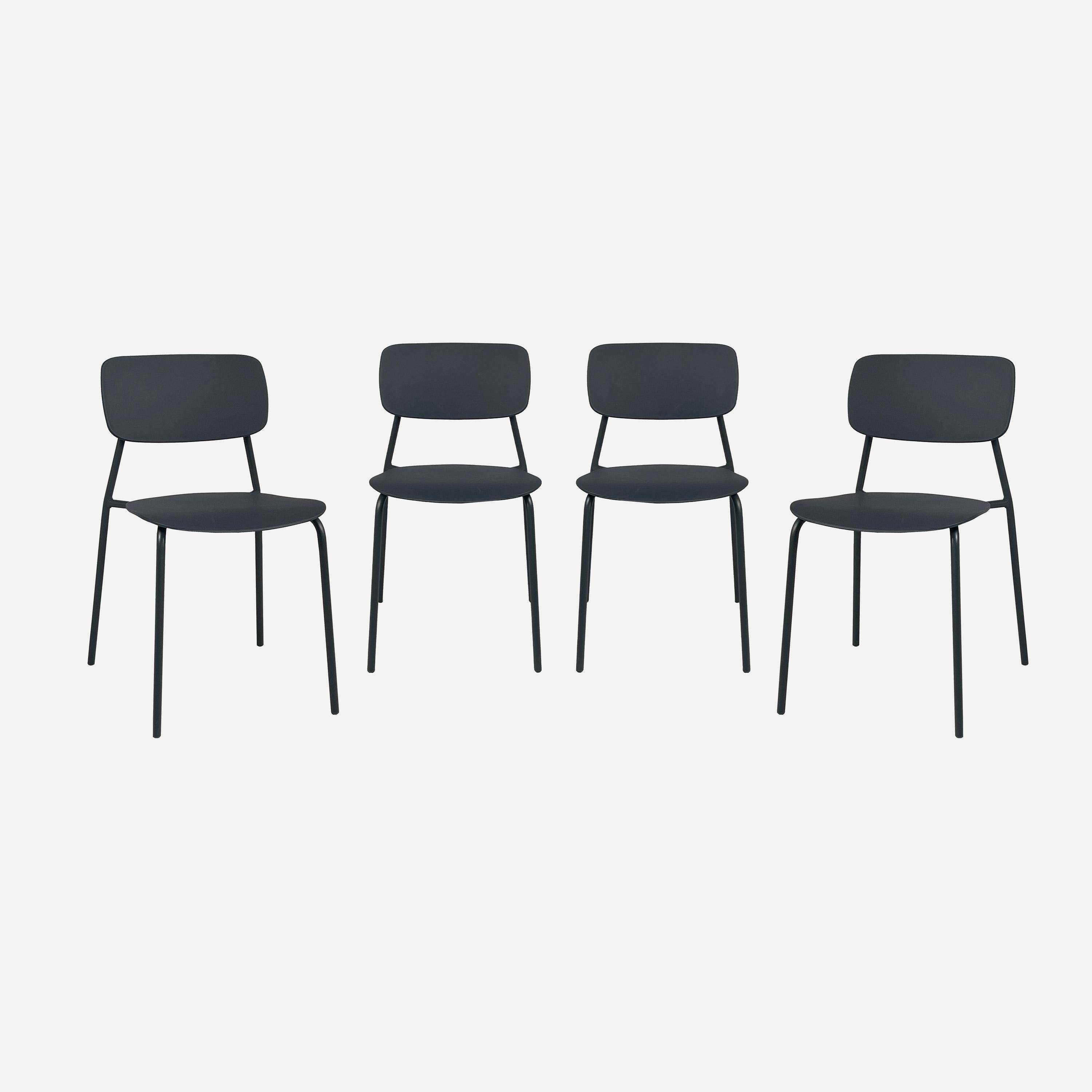 Lot de 4 chaises de jardin empilables acier anthracite - Liva,sweeek,Photo1
