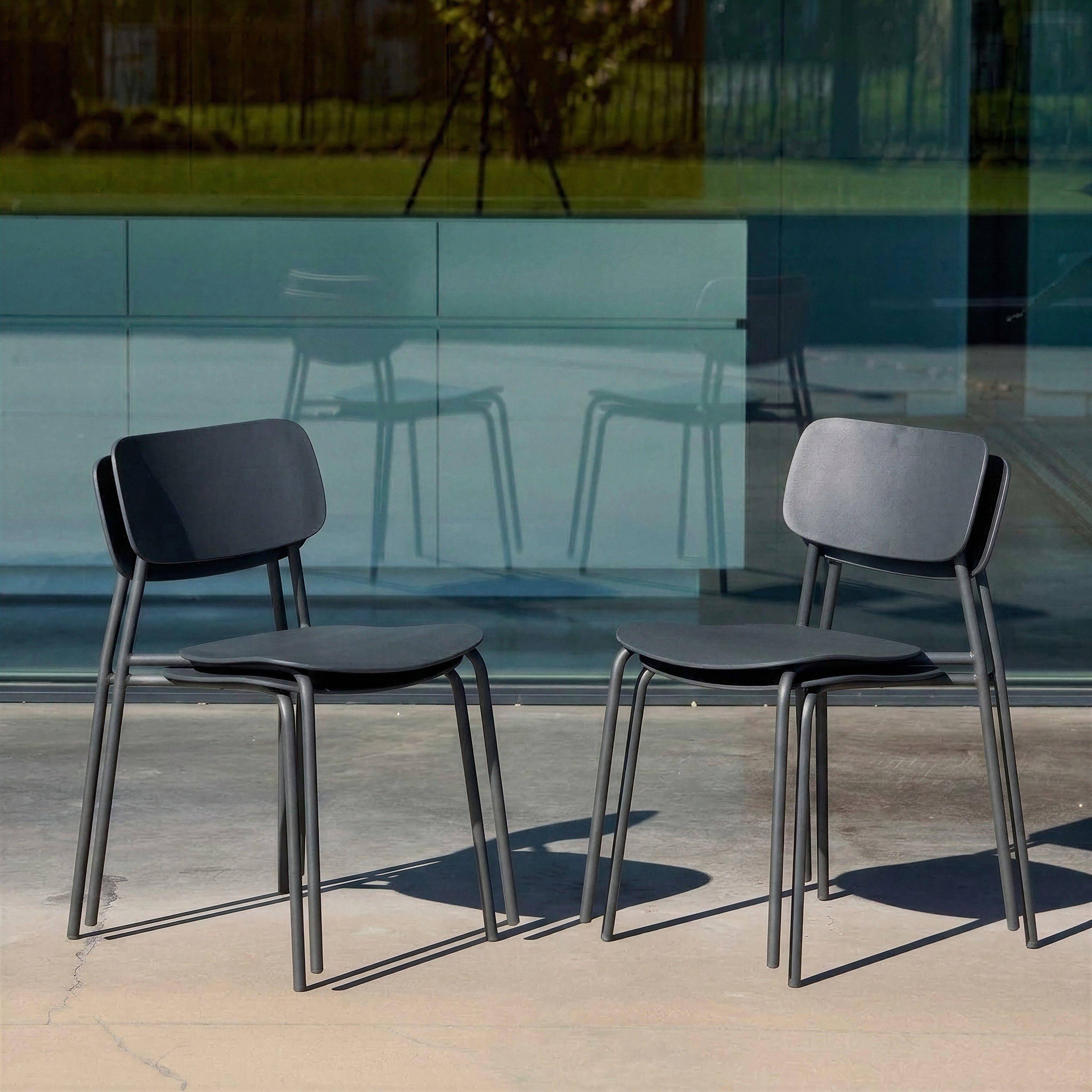 Silla de jardín apilable de acero y plástico, set de 4 Antracita - 49x44x78.5 cm Photo2