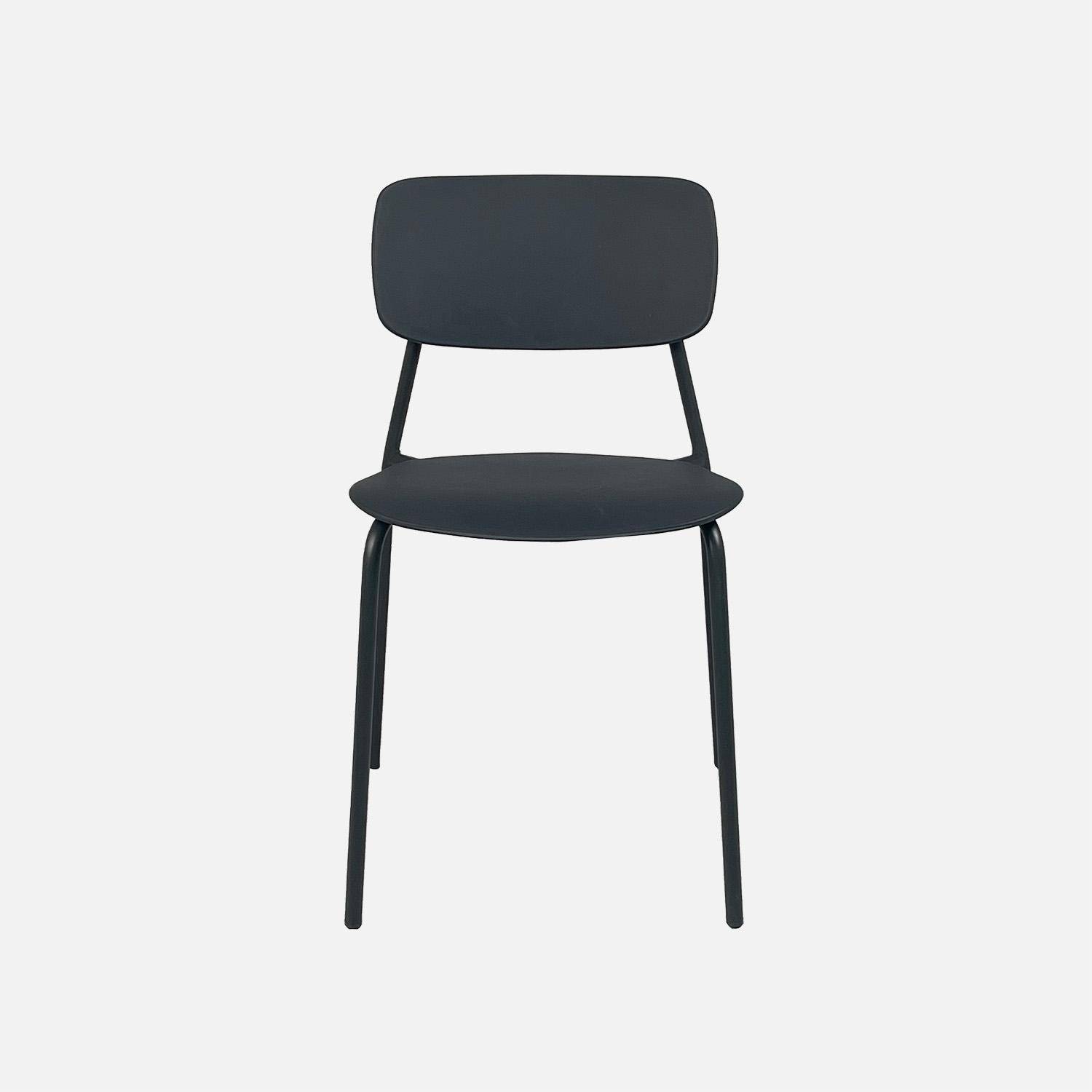 Lot de 4 chaises de jardin empilables acier anthracite - Liva Photo3