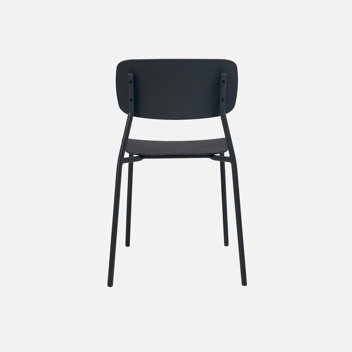Lot de 4 chaises de jardin empilables acier anthracite - Liva,sweeek,Photo4