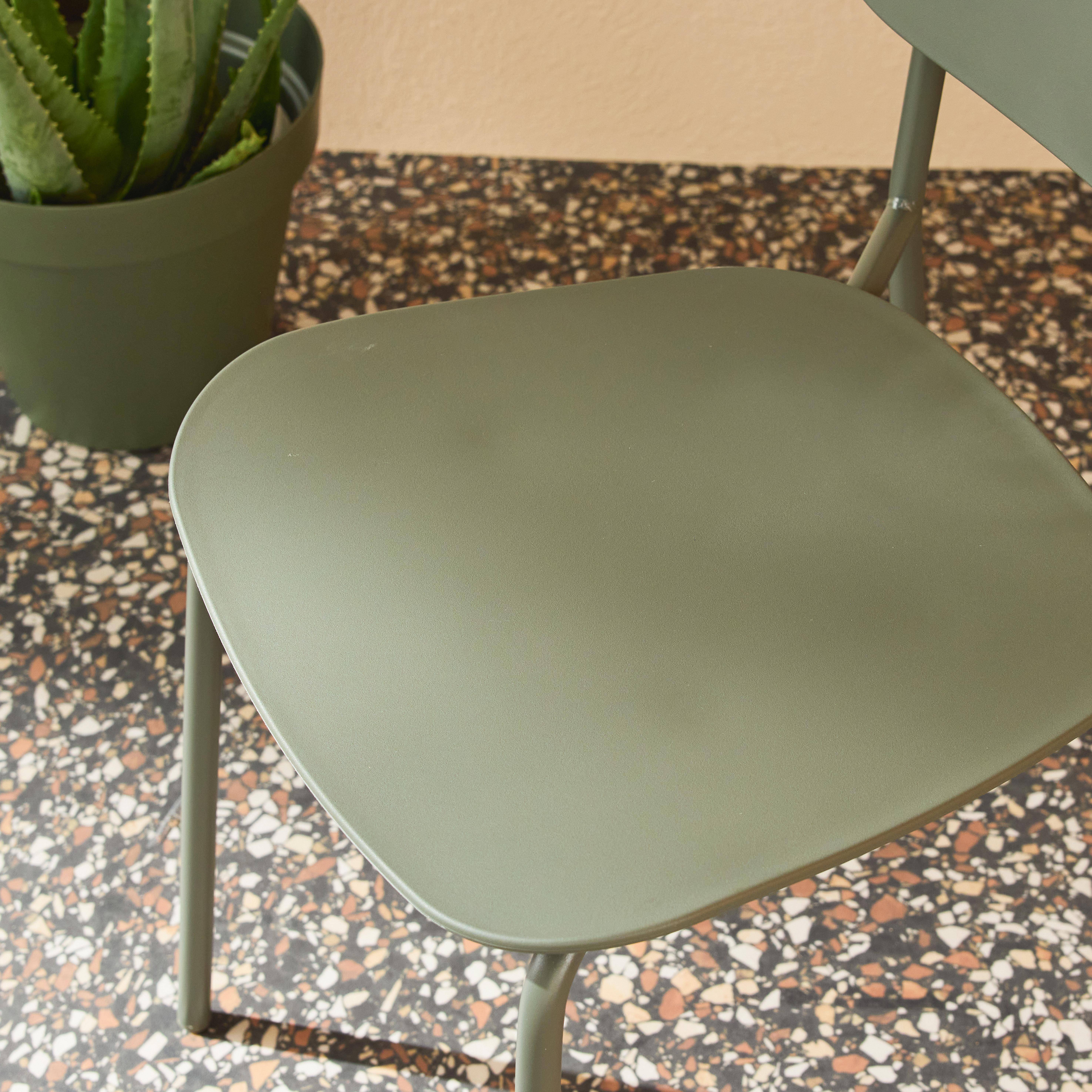 Set of 4 stackable steel and plastic garden chairs khaki green 49x44x78.5 cm - Liva Photo3