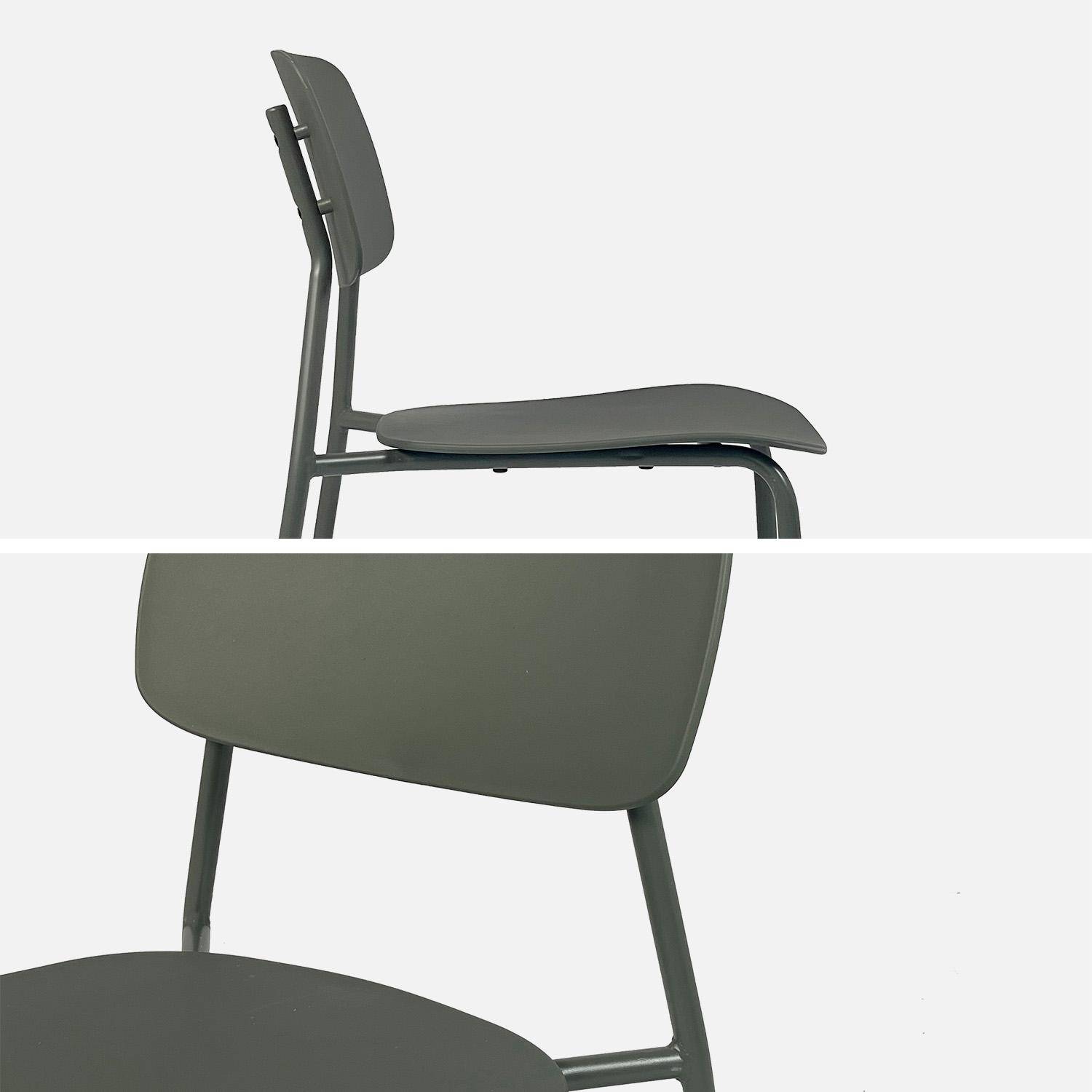 Lot de 4 chaises de jardin empilables acier kaki - Liva,sweeek,Photo5