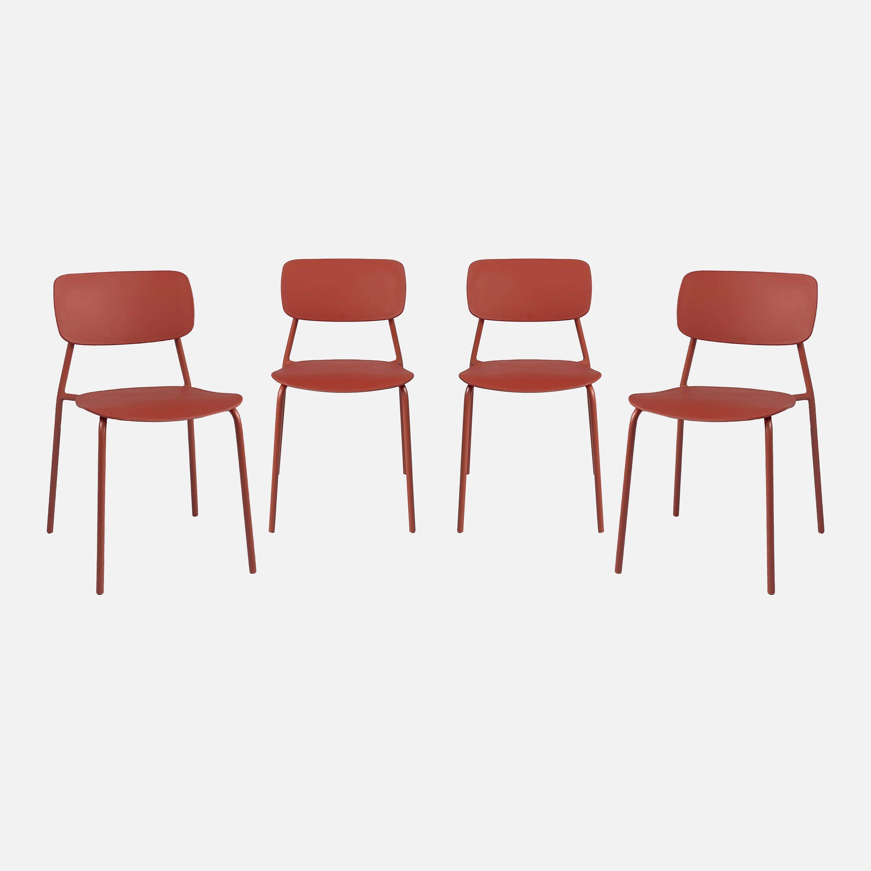 Lot de 4 chaises de jardin empilables acier terracotta - Liva,sweeek,Photo1