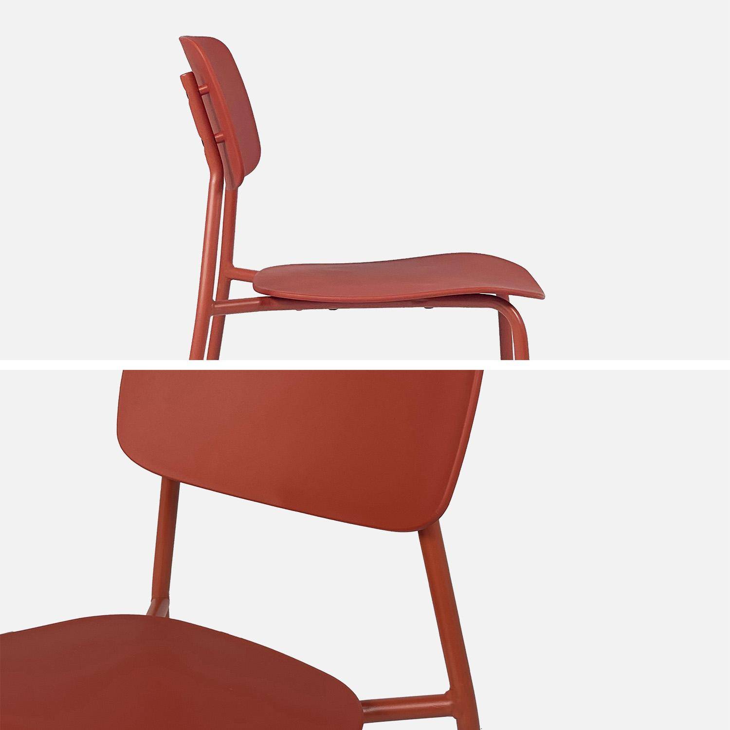 Lot de 4 chaises de jardin empilables acier terracotta - Liva,sweeek,Photo5