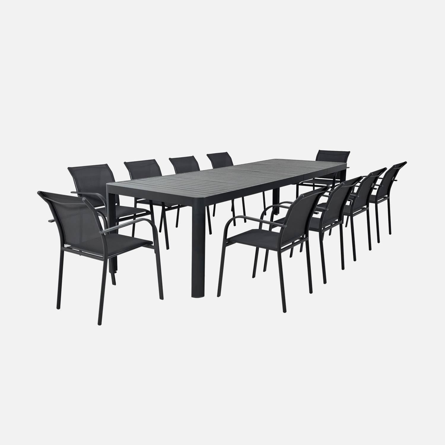 Ausziehbarer Gartentisch aus Aluminium für 6-10 Personen anthrazit