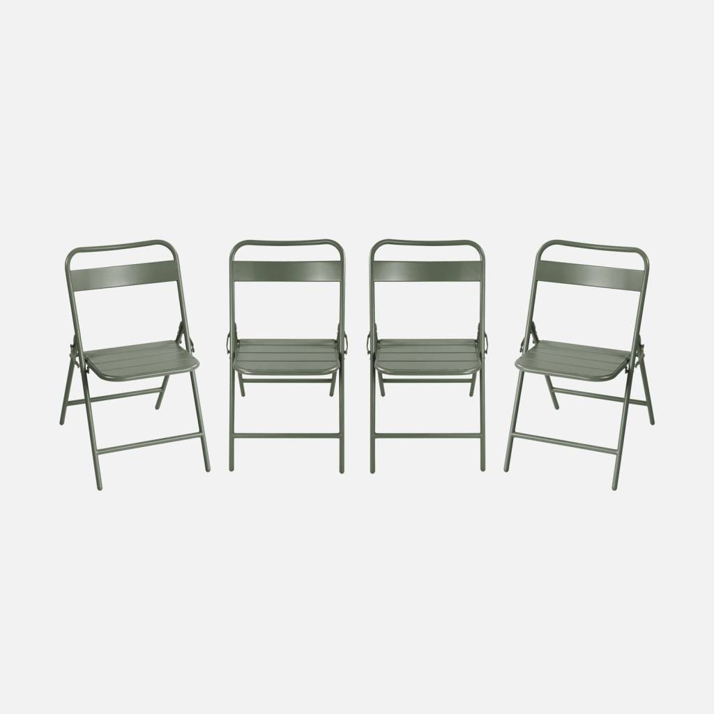 Lot de 4 chaises de jardin pliante acier kaki