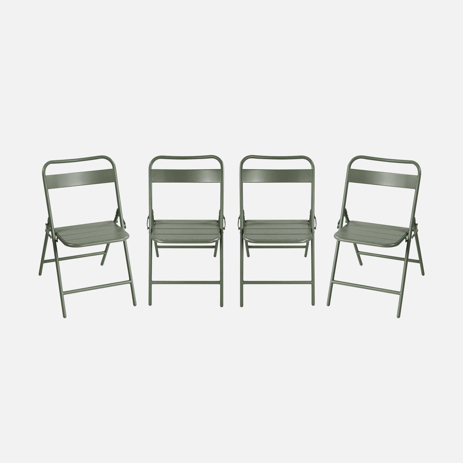 Lot de 4 chaises de jardin pliante acier kaki, 44,3 x 49 x 79,7 cm - Amélia,sweeek,Photo4