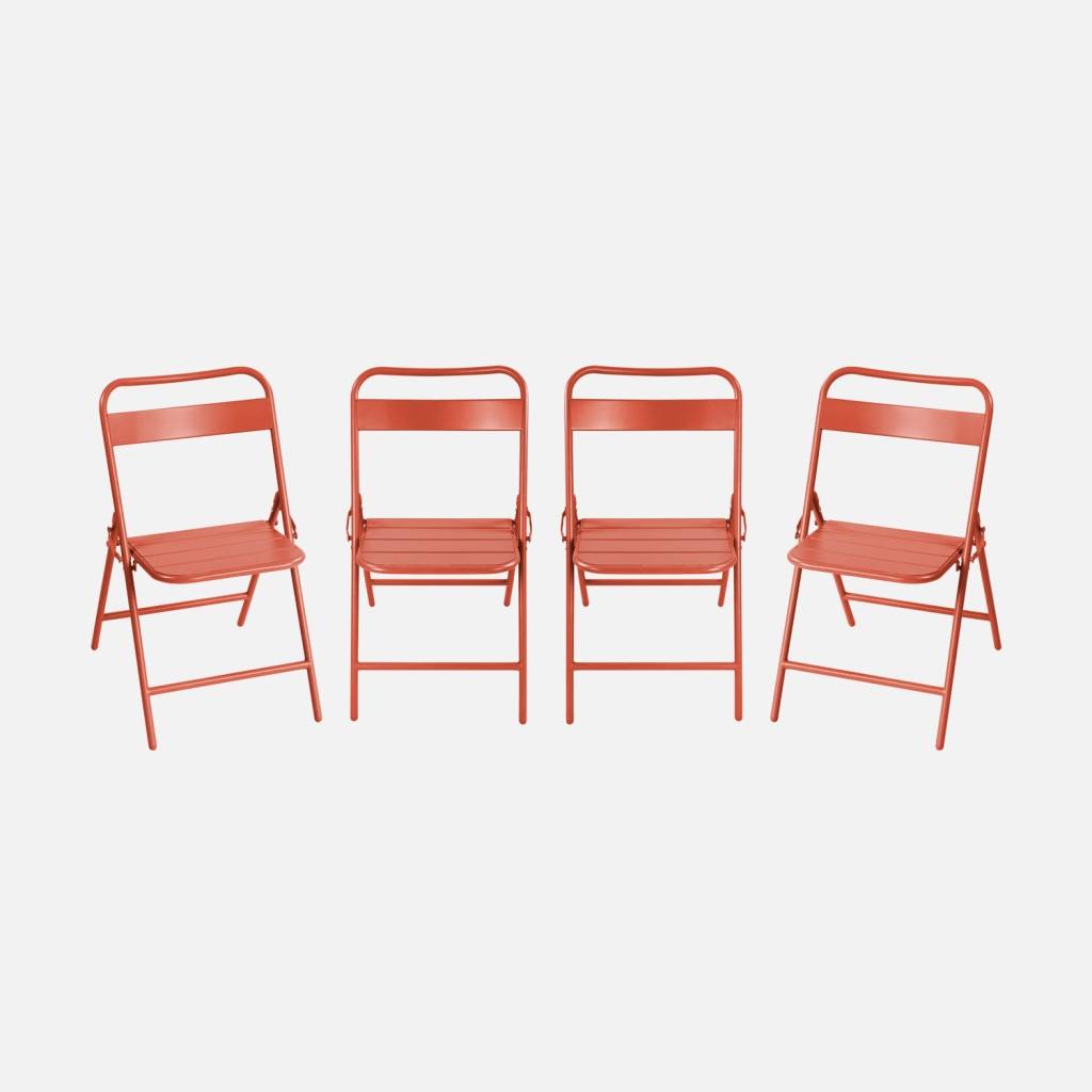 Lot de 4 chaises de jardin pliante acier terracotta