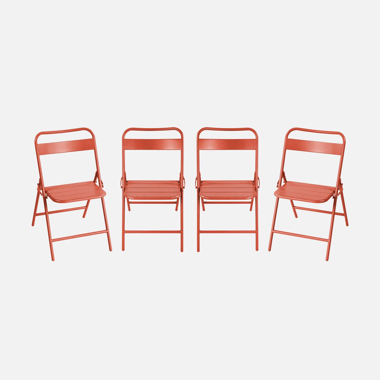 Lot de 4 chaises de jardin pliante acier terracotta, 44,3 x 49 x 79,7 cm - Amélia Photo4