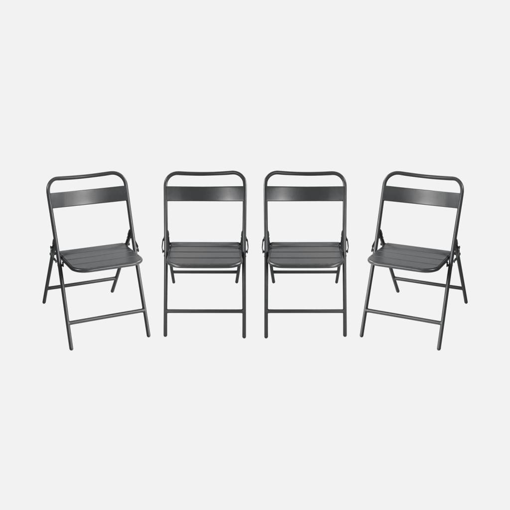 Lot de 4 chaises de jardin pliante acier anthracite