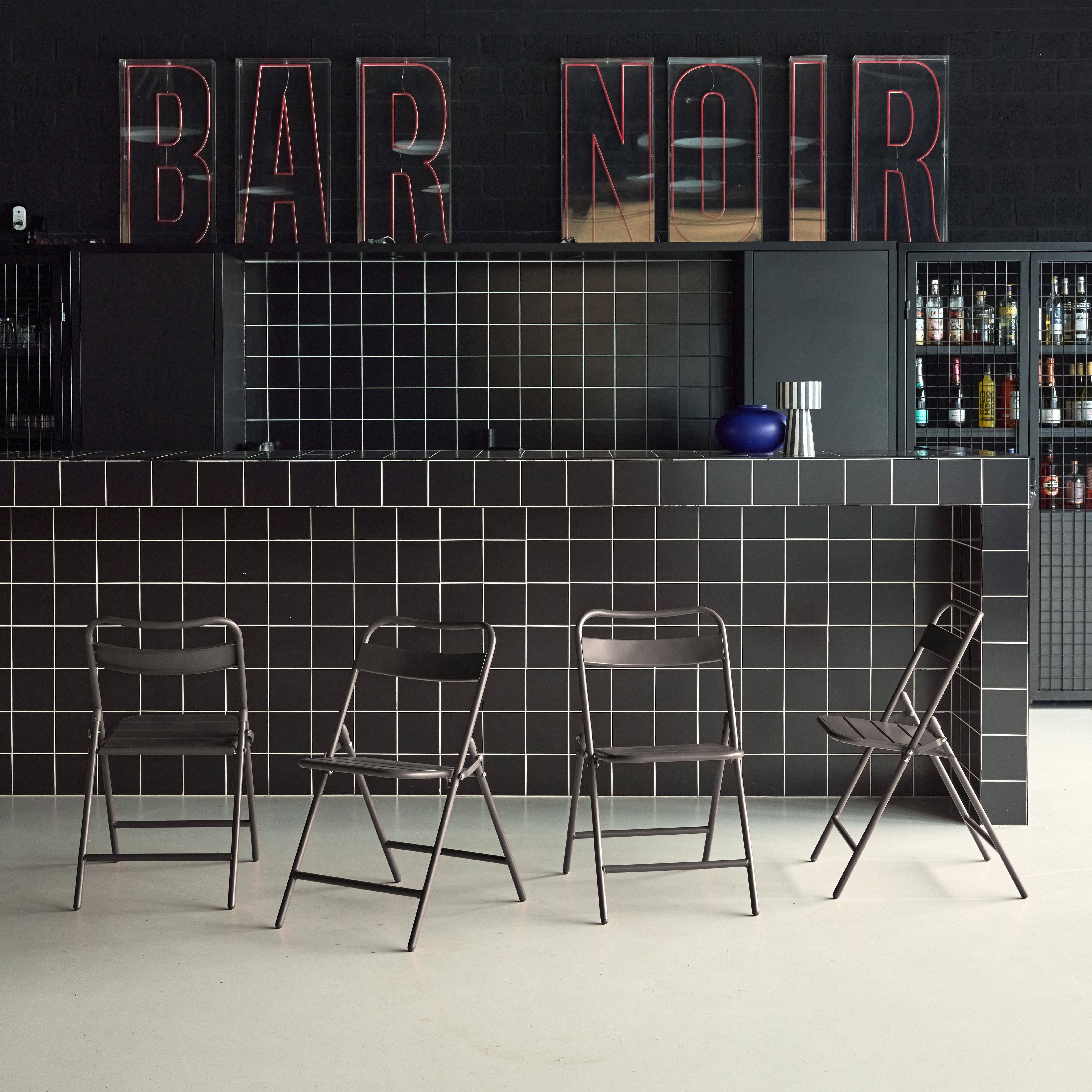 4er-Set klappbare Gartenstühle aus Stahl, anthrazit, 44,3 x 49 x 79,7 cm - Amelia Photo1